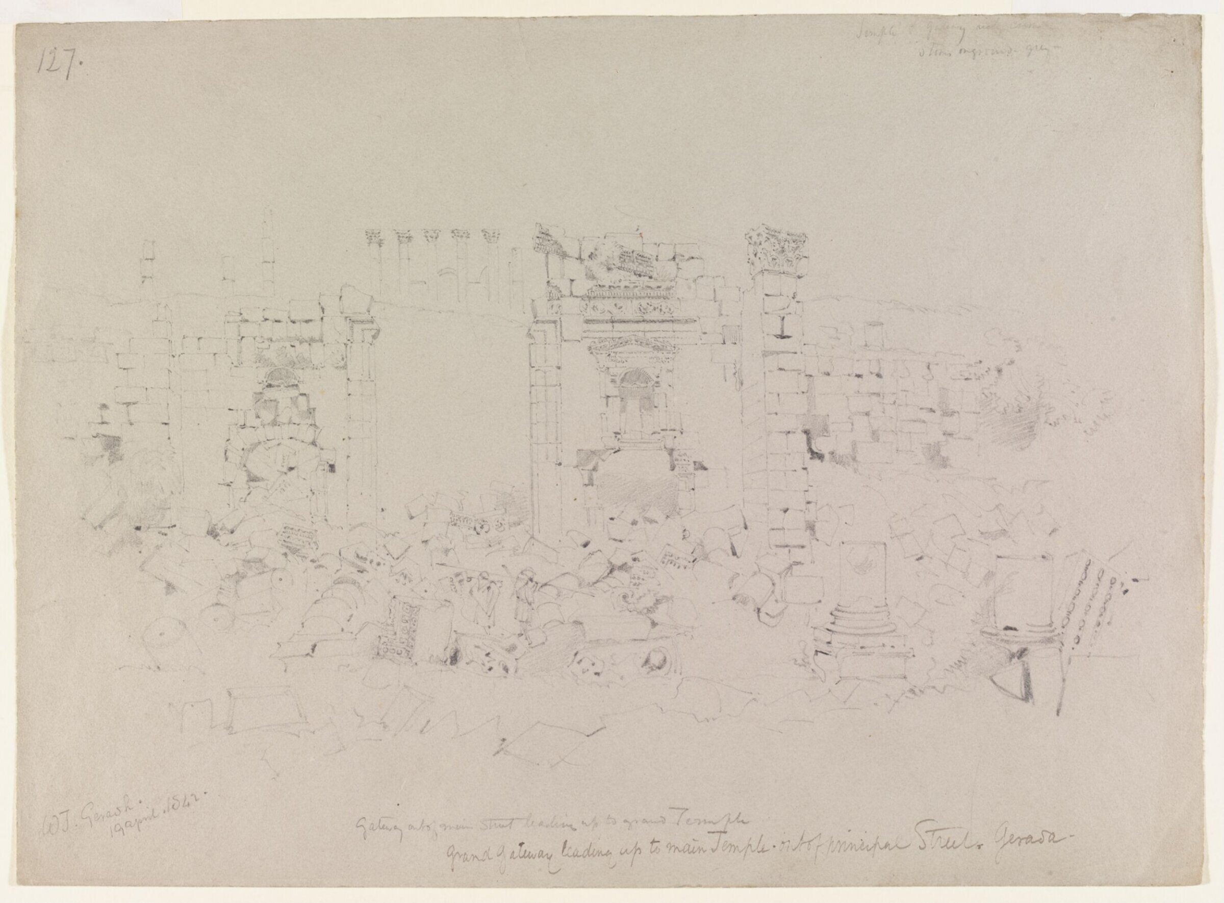 Gateway out of main Street leading up to grand Temple, William J. Tipping, 1842