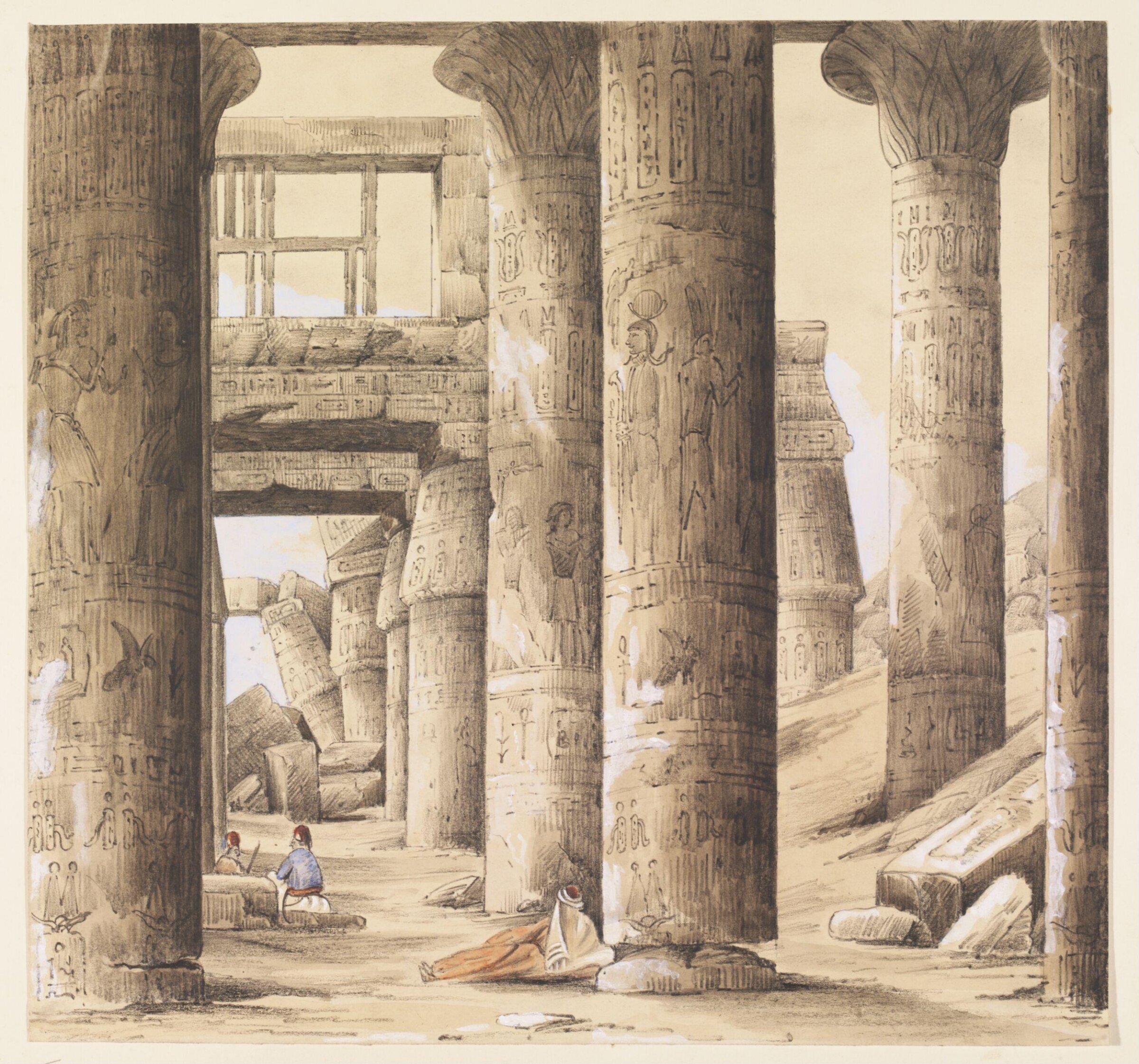 Interior of the Temple of Karnak, Thebes Upper Egypt., Louisa Tenison, 1843-1846