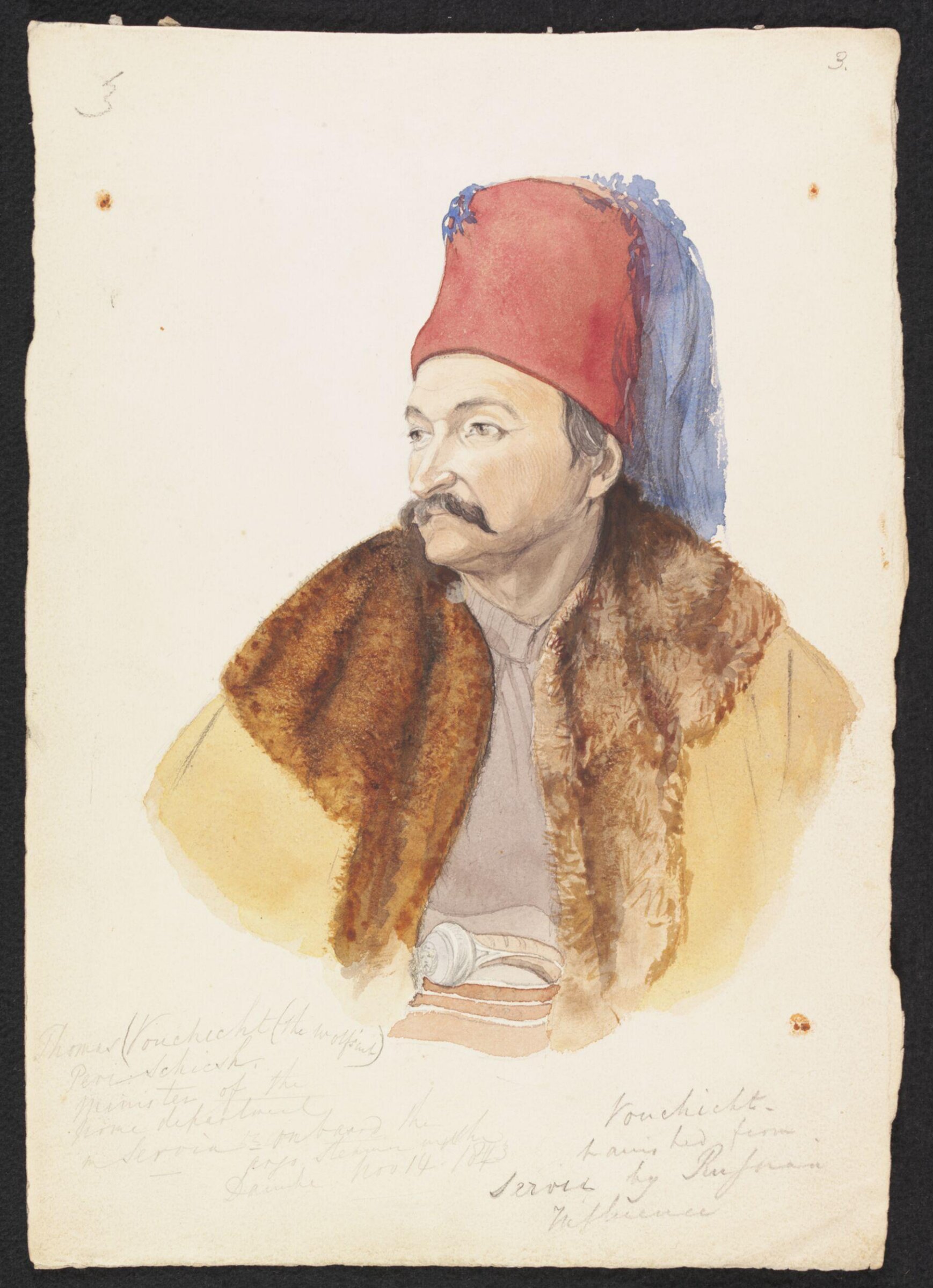 Thomas Vouchicht (the wolf's cub) Peri Schicsh, Minister of the home department in Servia, Godfrey Thomas Vigne, 1843
