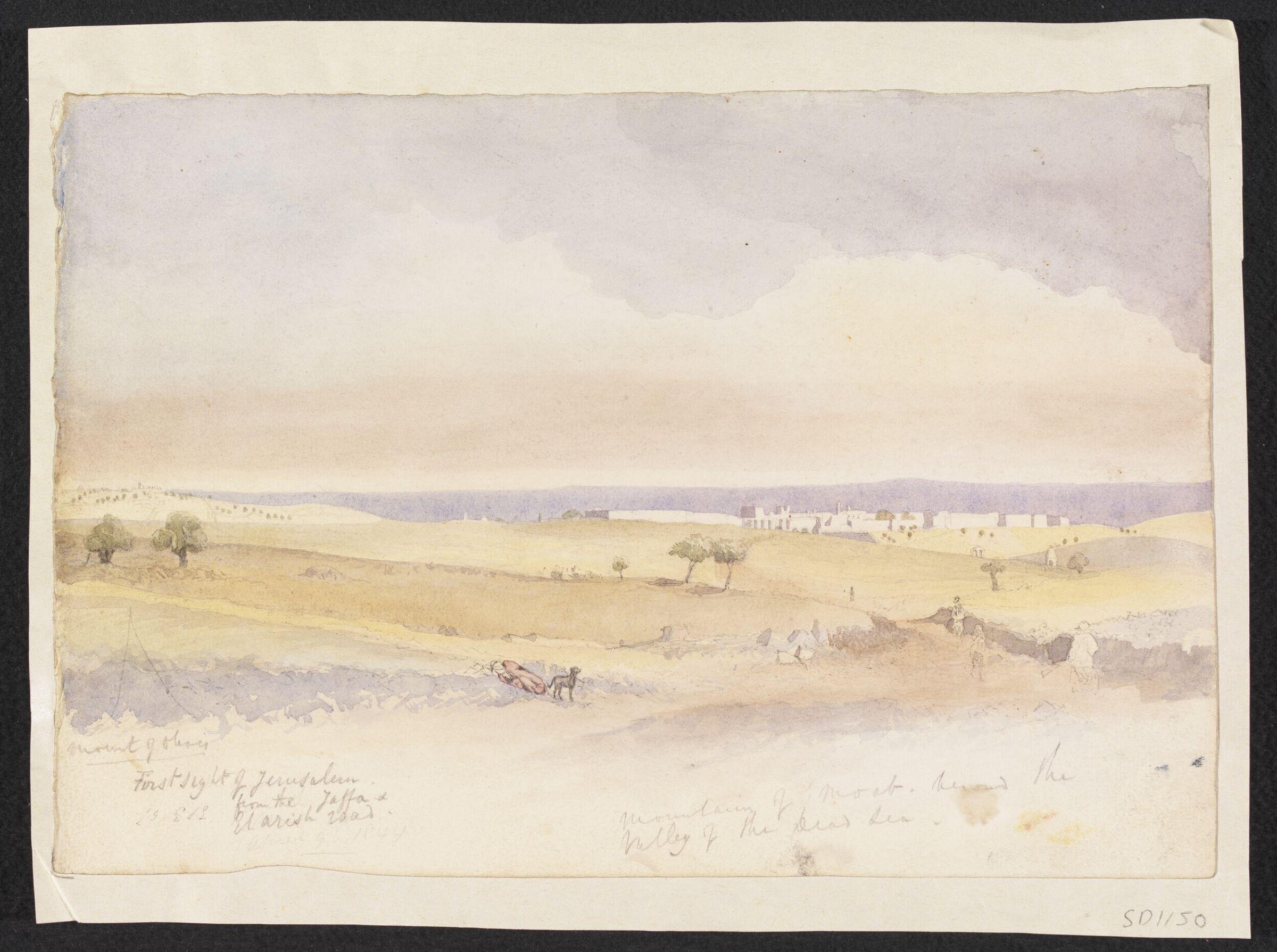 First sight of Jerusalem from the Jaffa & El Arish road, Godfrey Thomas Vigne, 1844
