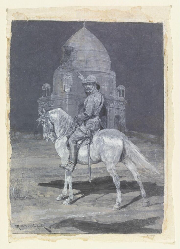 Lord Kitchener on horseback, pointing at the Mahdi's tomb at Omdurman, at night top image