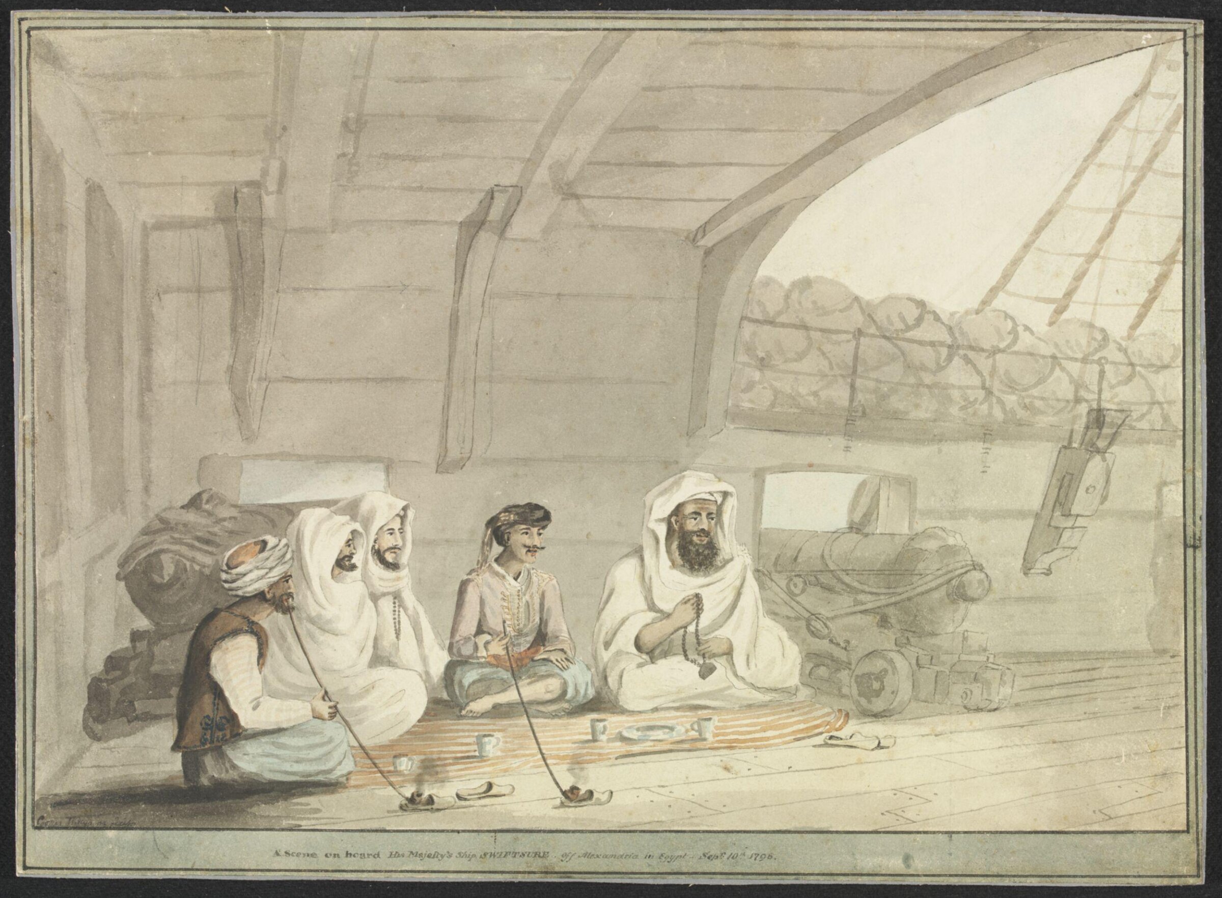 A Scene on board His Majesty's Ship Swiftsure.  off Alexandria in Egypt - Sepr. 10th 1798, Cooper Willyams, 1798