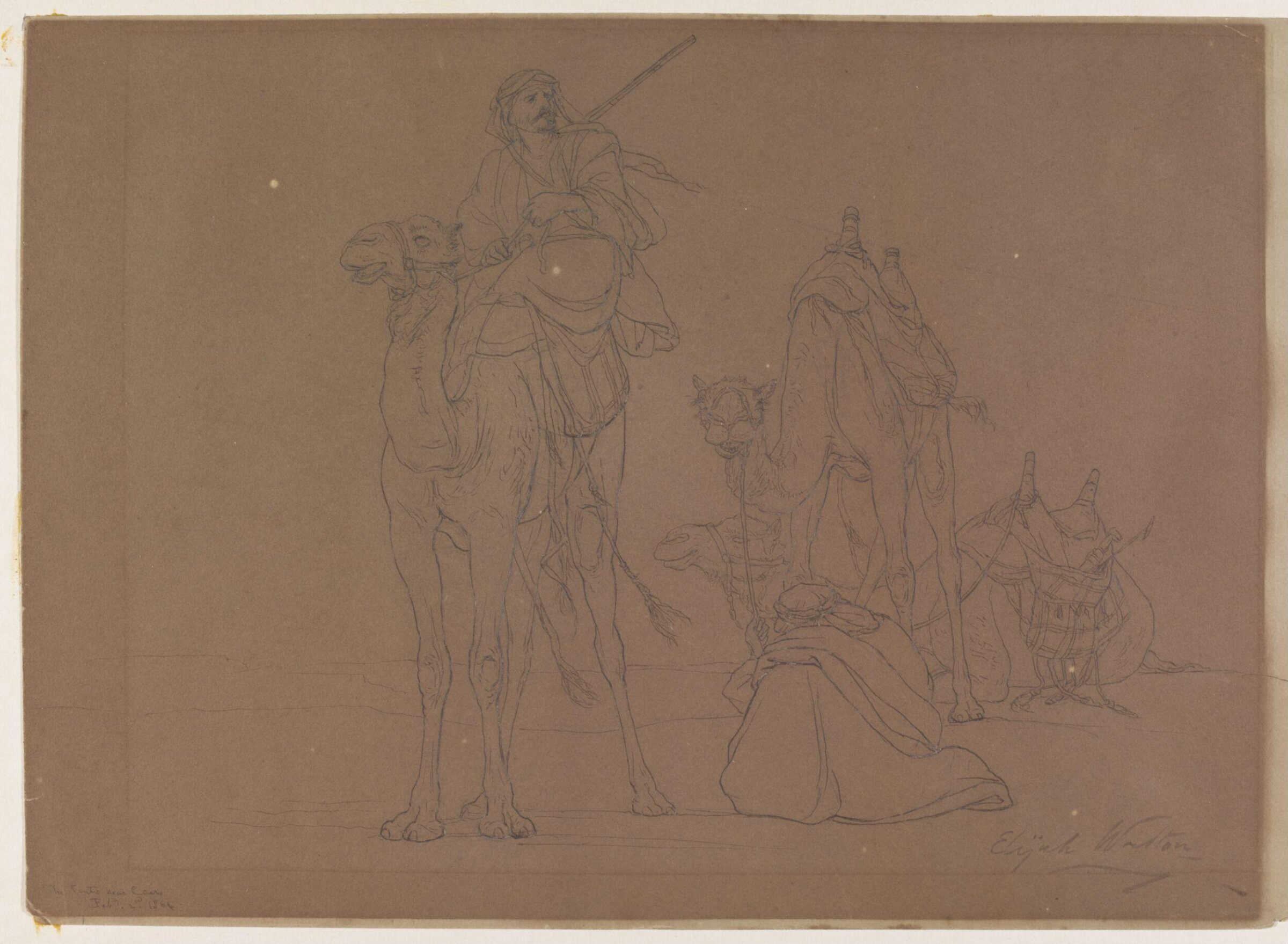 Camels and Bedouin at an Encampment near Cairo, Elijah Walton, 1864