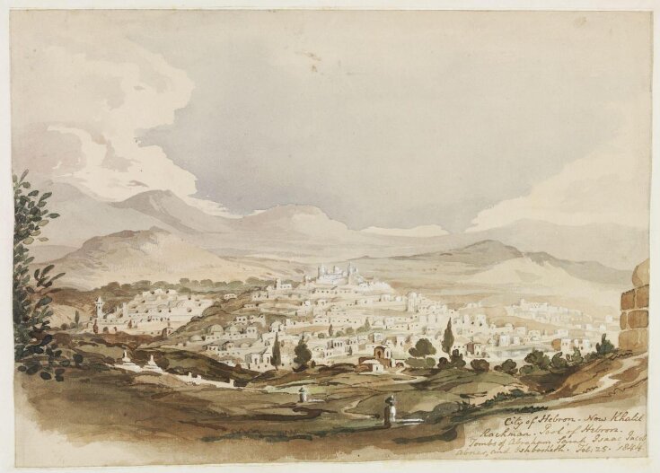 City of Hebron - Now Khalil Rachman - Pool of Hebron.  Tombs of Abraham, Sarah, Isaac, Jacob, Abner, and Ishbosheth top image
