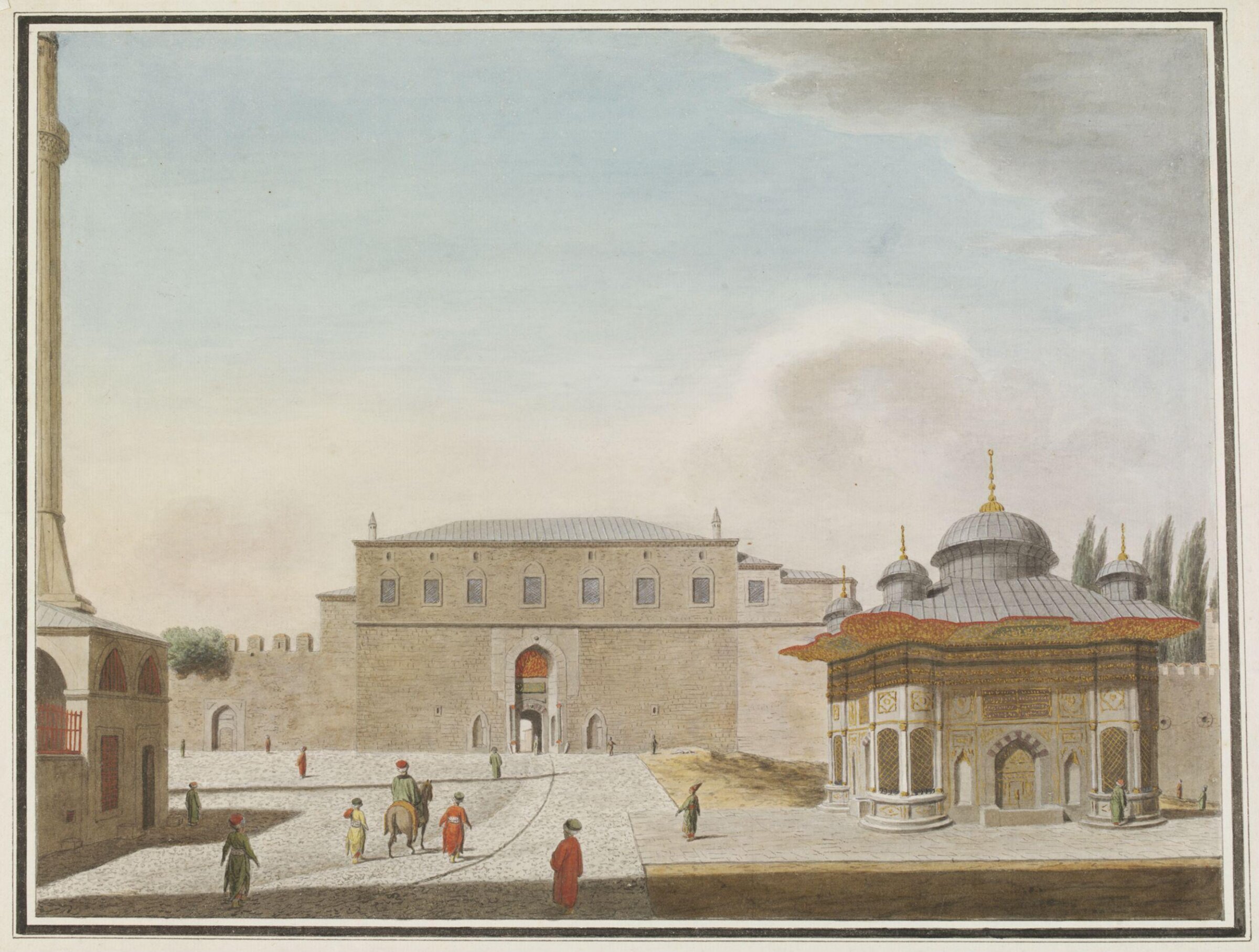 Bab-i-Hümayün (Imperial Gate) to Topkapi Sarayi, with the Fountain of Sultan Ahmet III, ca. 1810