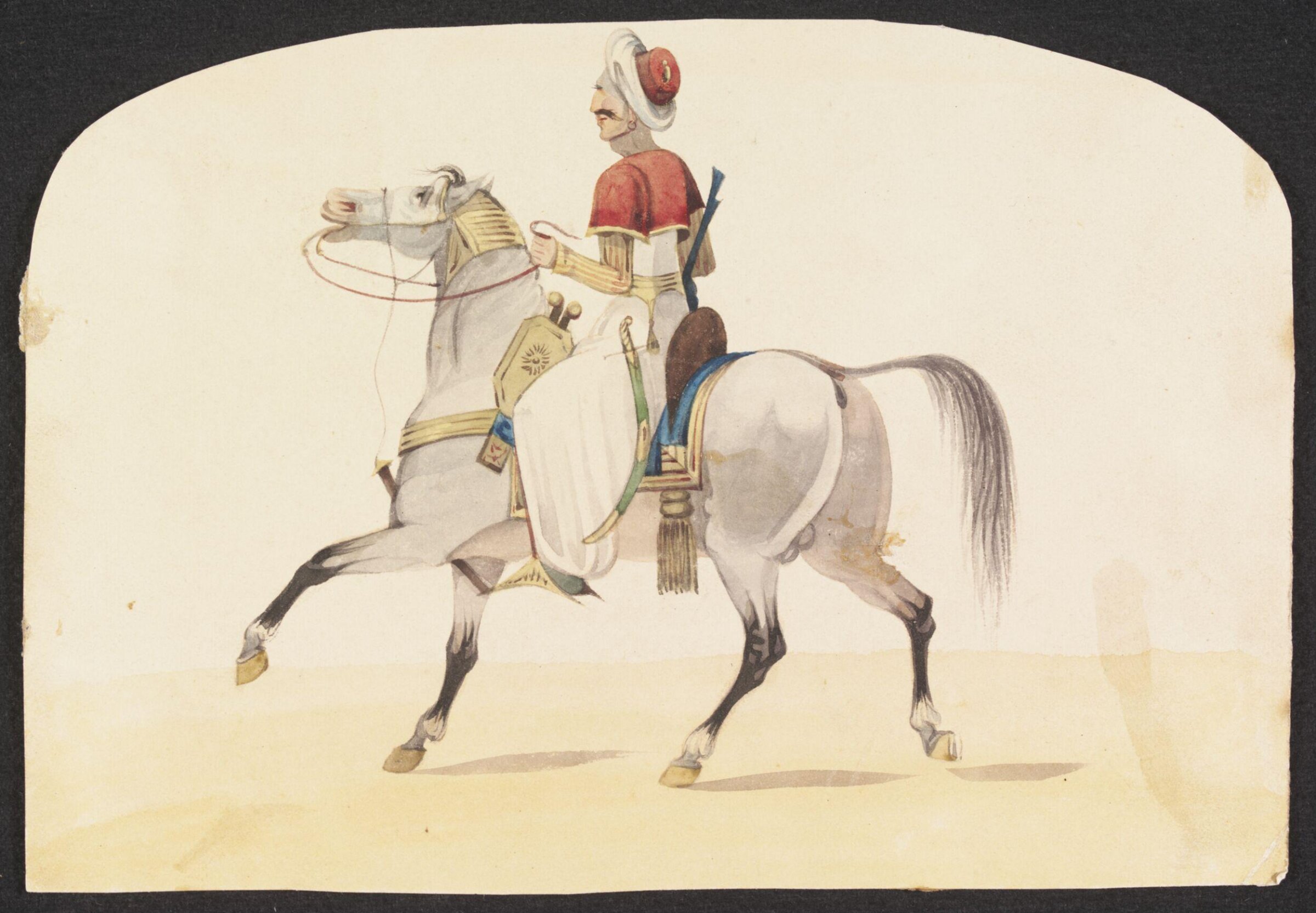 Mounted Arab horseman, 1830-1840