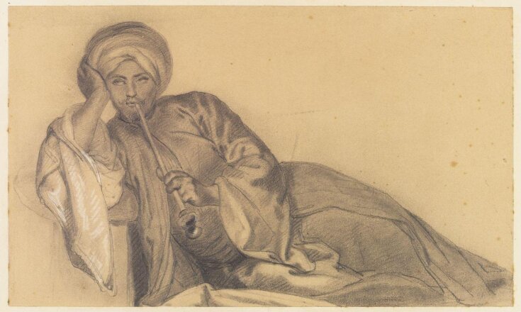 Figure of a Man in Arab dress, reclining, smoking a chibouk top image