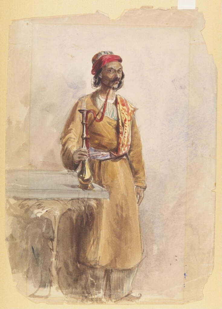 Figure of an oriental Man, full-length, smoking a hookah top image