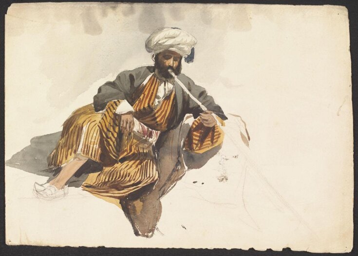 Figure of a Man in Arab dress, reclining, smoking a chibouk top image