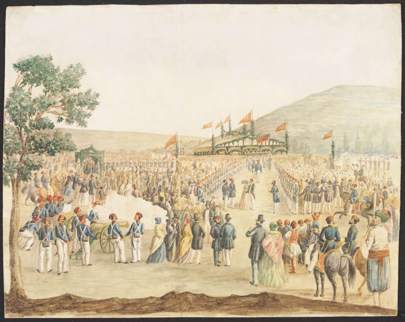 A Reception, probably for Naval Dignitaries, in Turkey, ca. 1850.