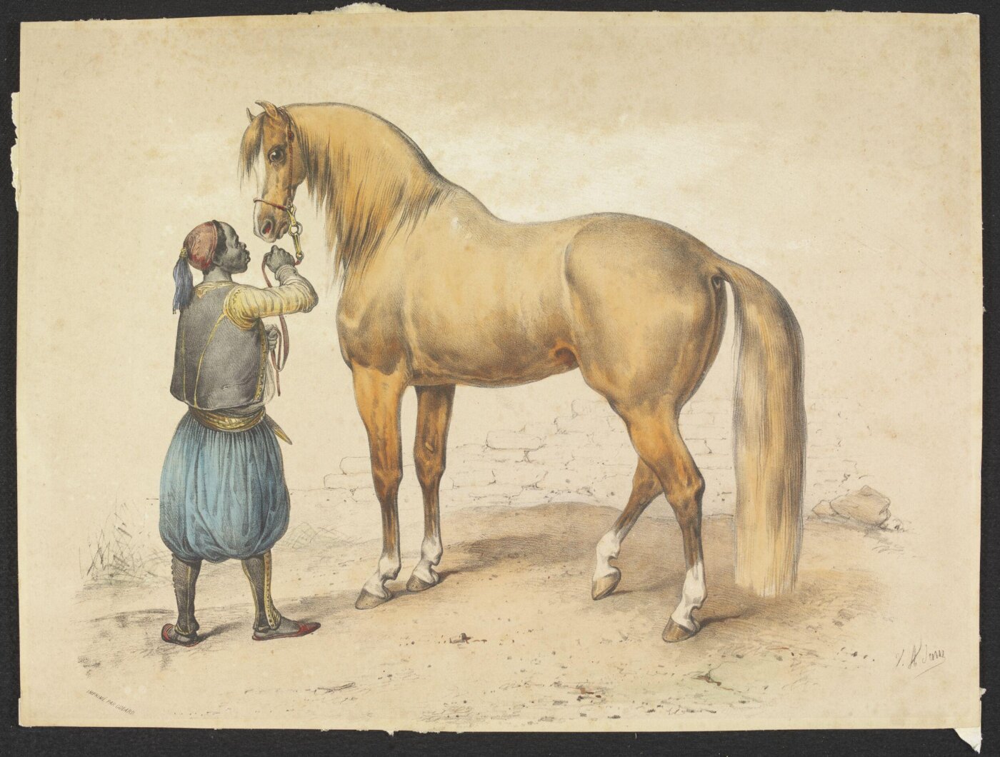 Victor Adam, Arab Horse Held by African Groom