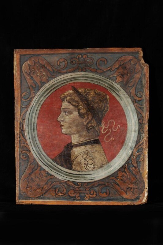 Profile bust of a laureated Roman emperor facing left
