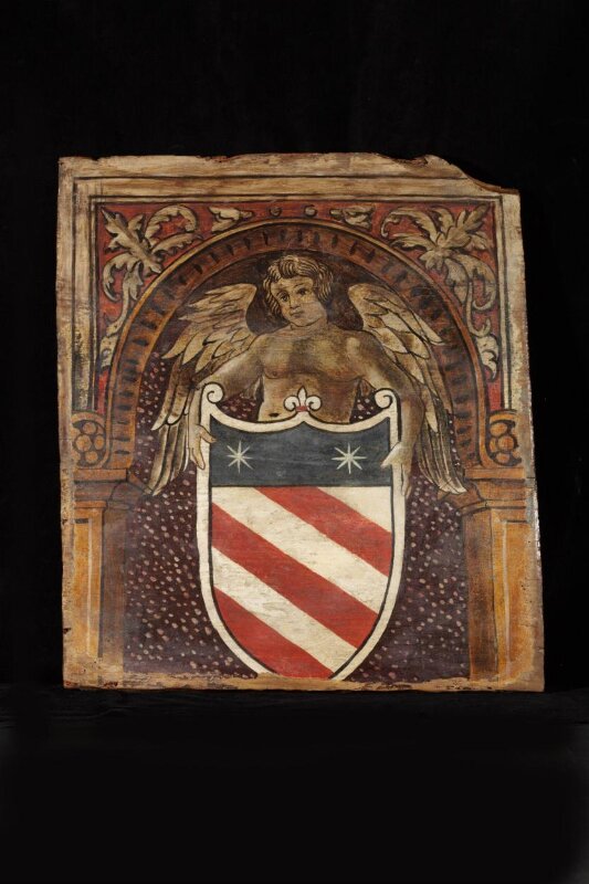 A Cupid with a coat of arms