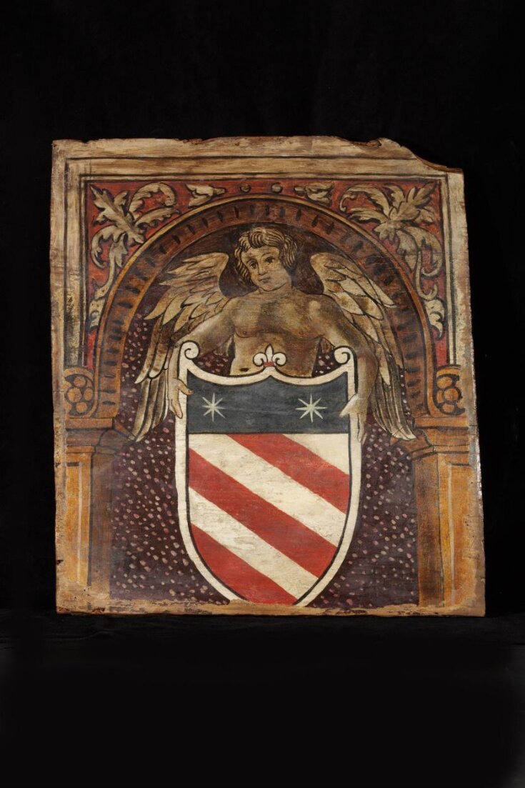 A Cupid with a coat of arms top image