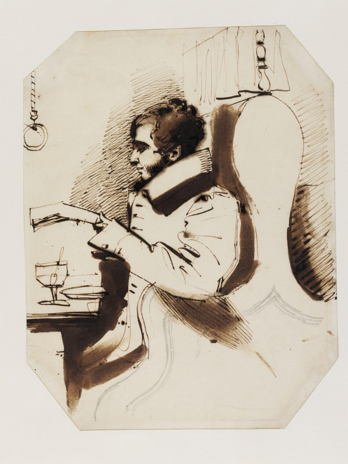 Portrait of a man reading, Daniel Maclise, ca. 1825-70