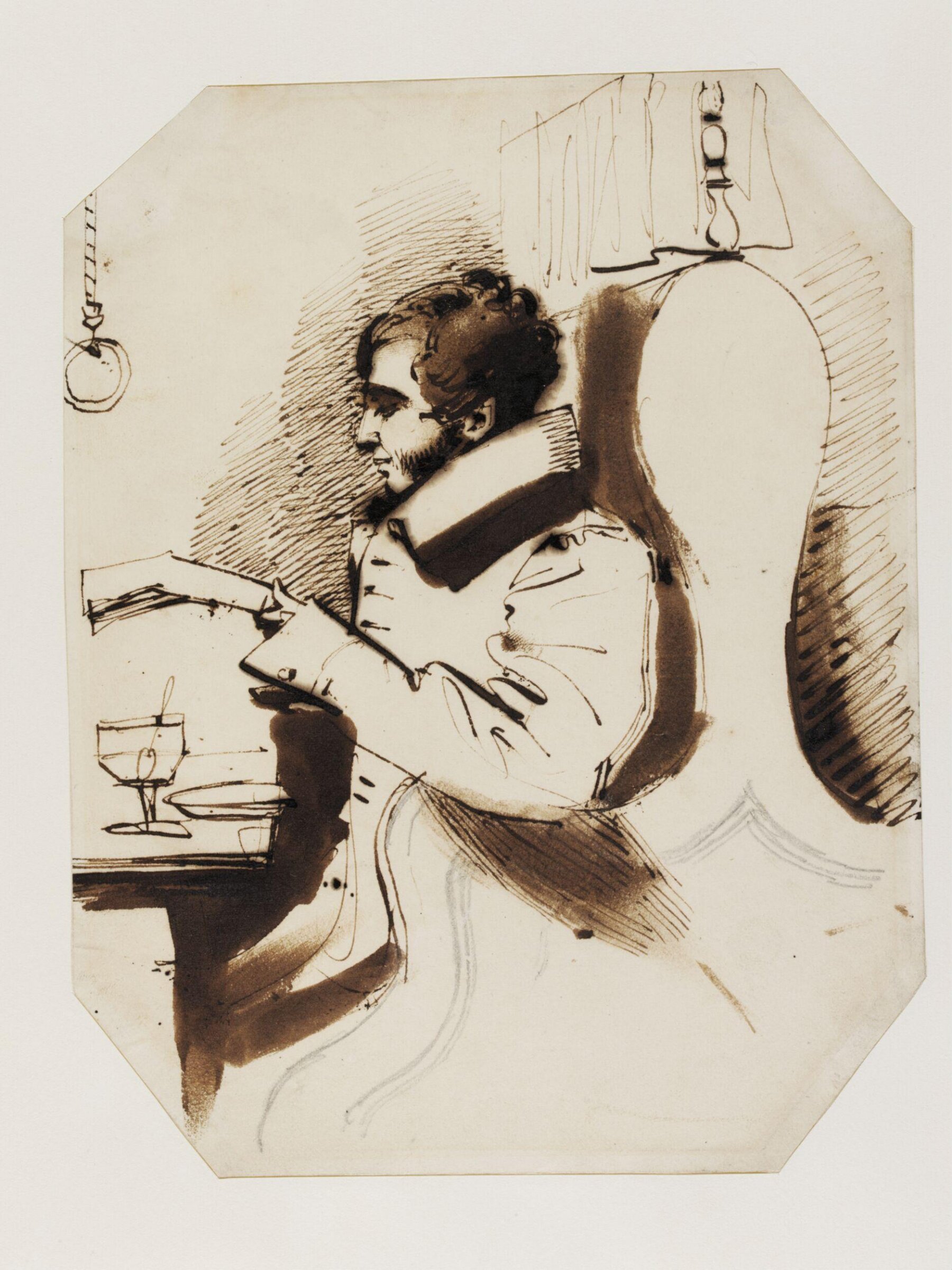 Portrait of a man reading, Daniel Maclise, ca. 1825-70