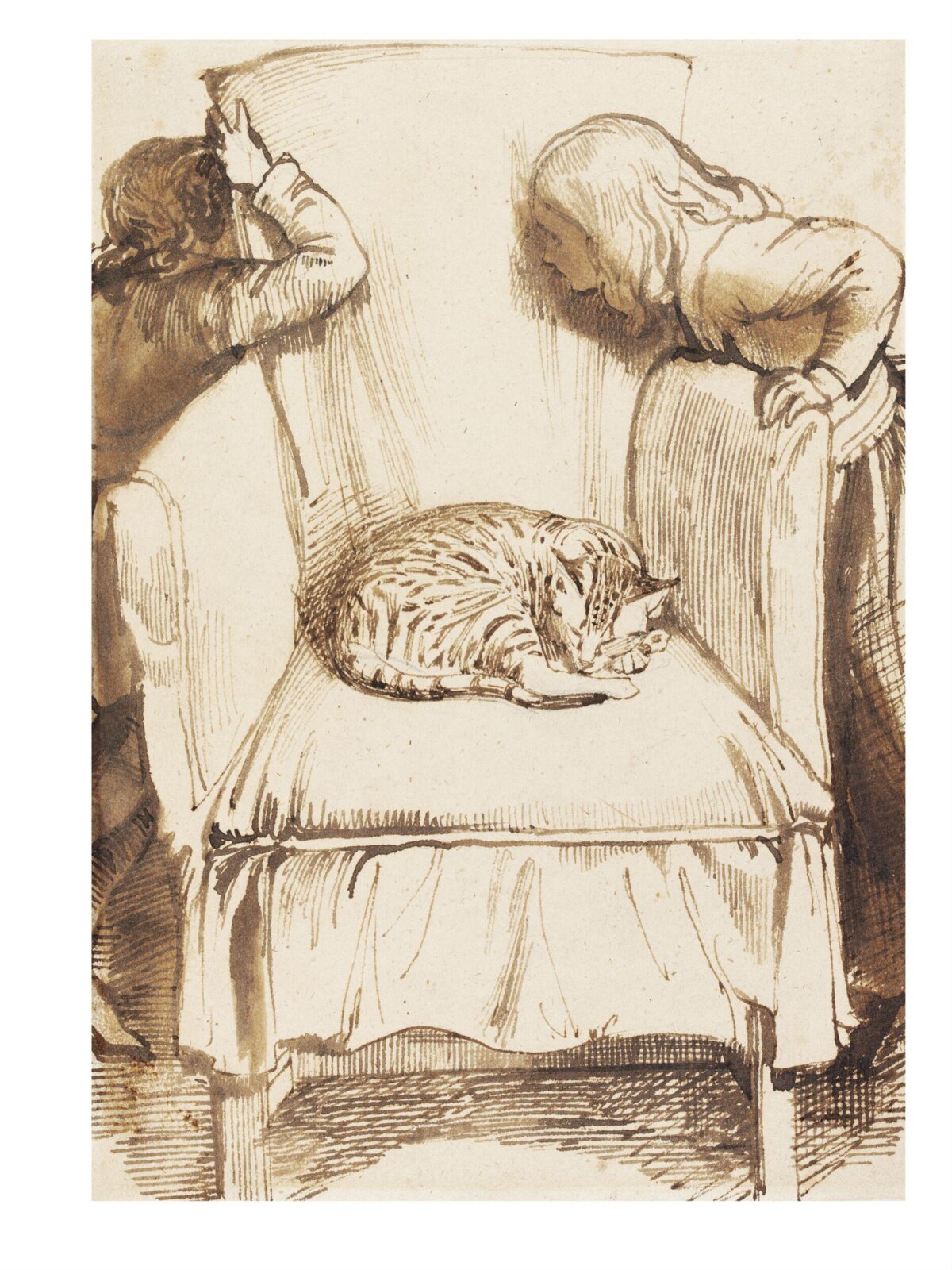 Cat and children, Daniel Maclise, ca. 1825-70