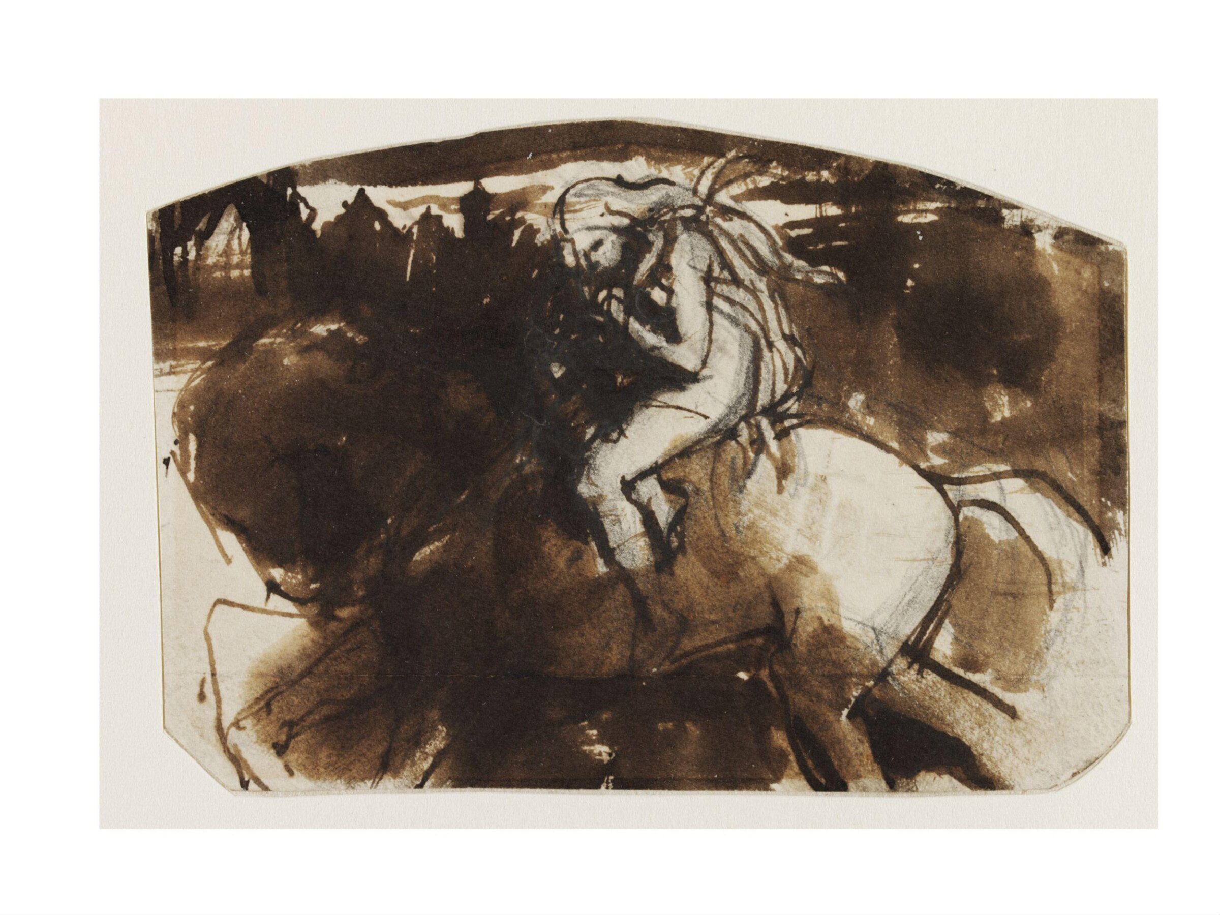 Drawing of a girl on a horse, Daniel Maclise, ca. 1825-70