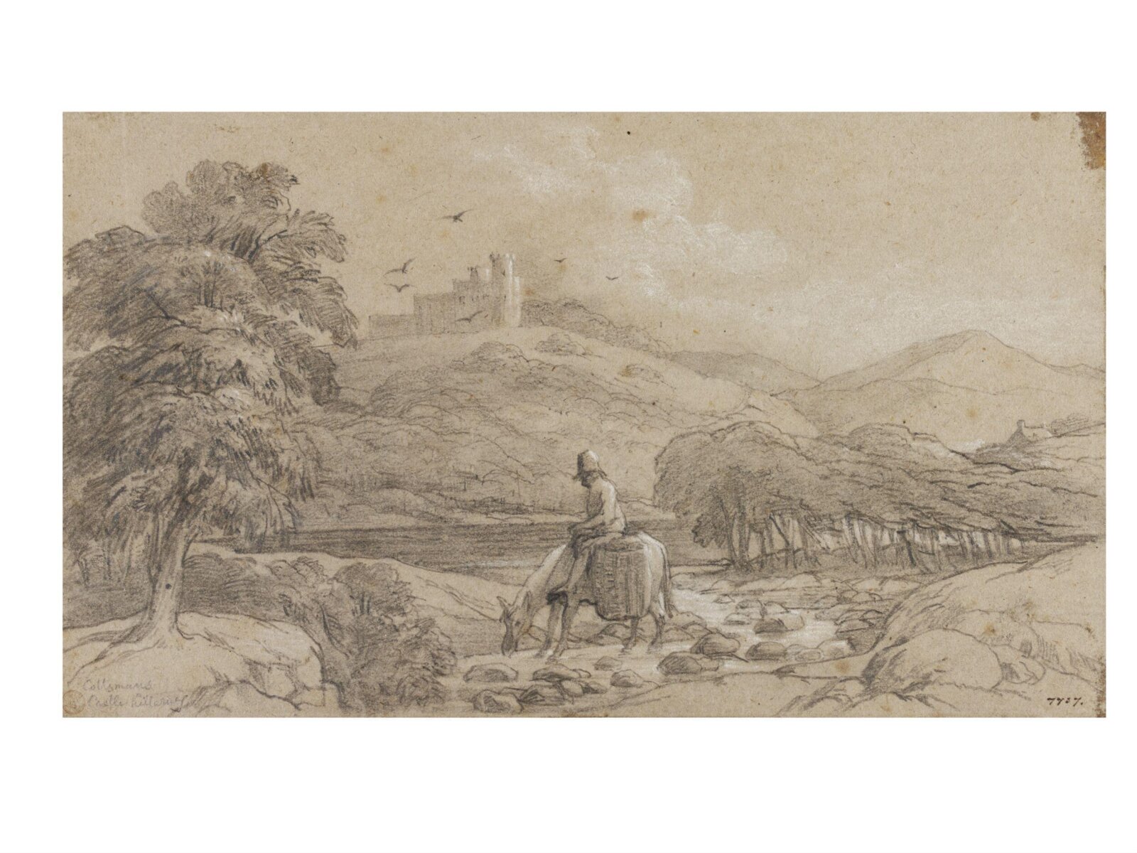 Donkey and castle., Daniel Maclise, 1806 - 1870