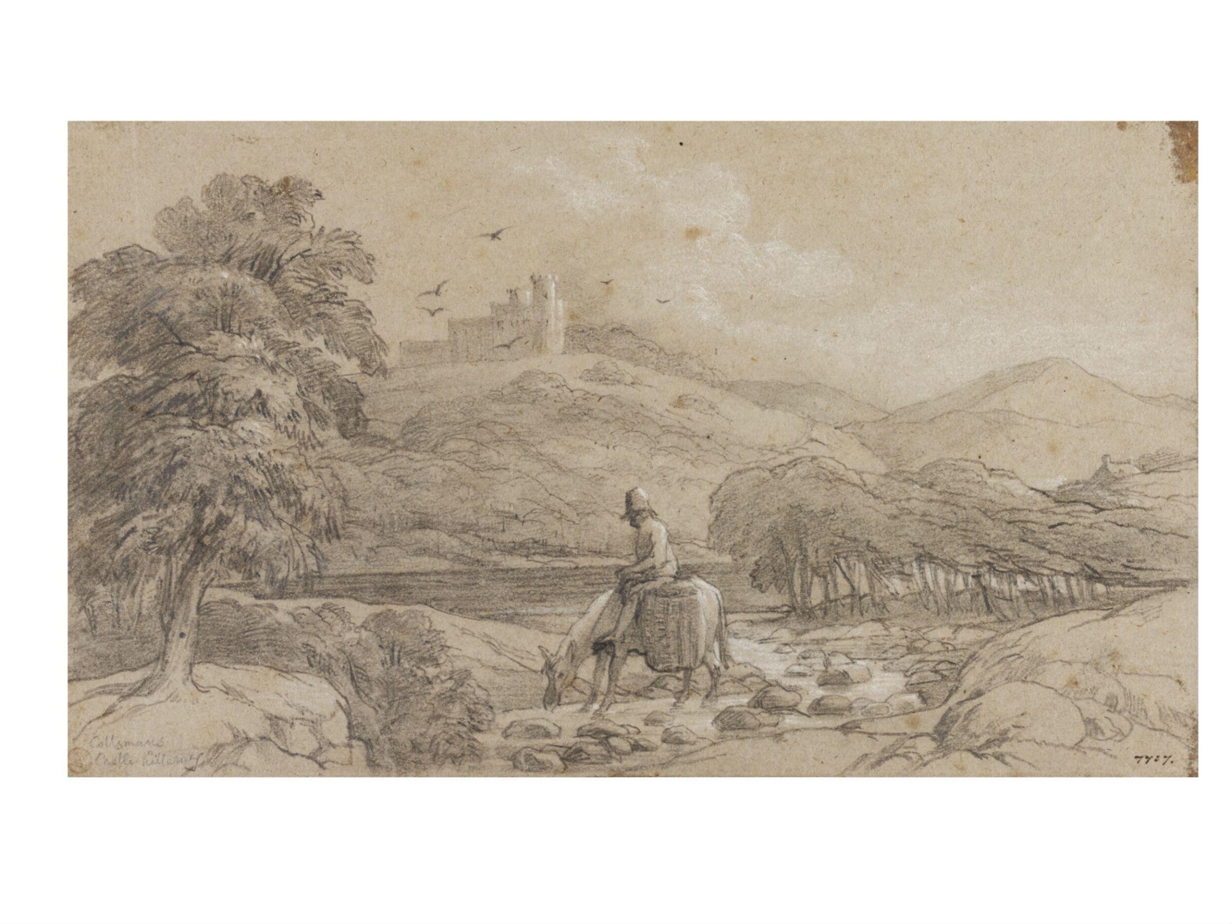 Donkey and castle., Daniel Maclise, 1806 - 1870