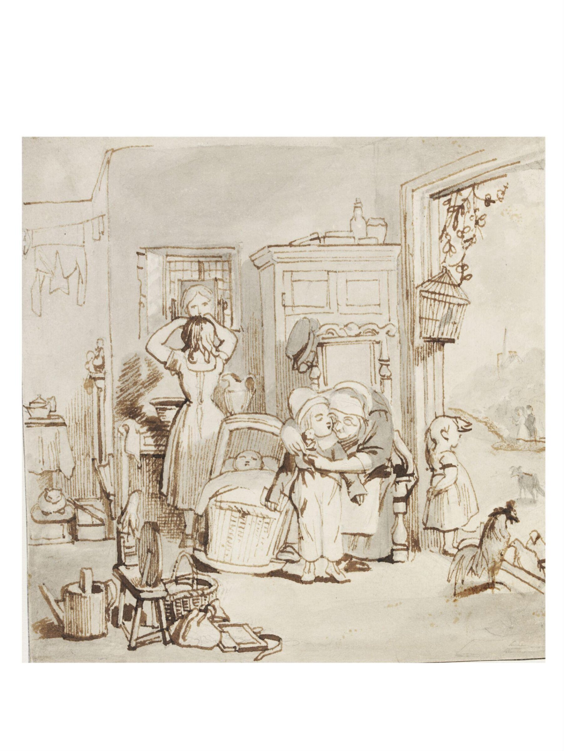 Elderly Lady and Children, Daniel Maclise, ca. 1825-70