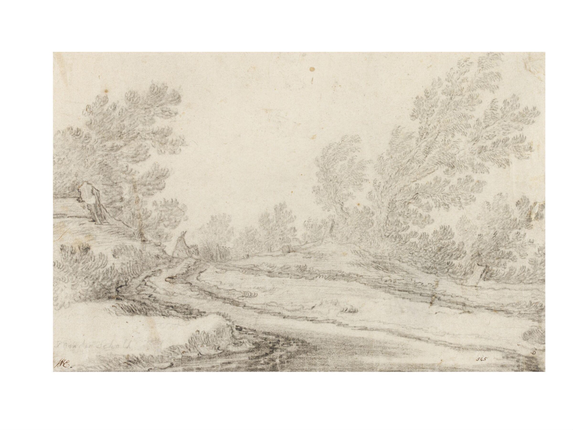 Landscape with a mounted traveller on a roadway leading to a village, Cornelis Symonsz. van der Schalcke, 17th century