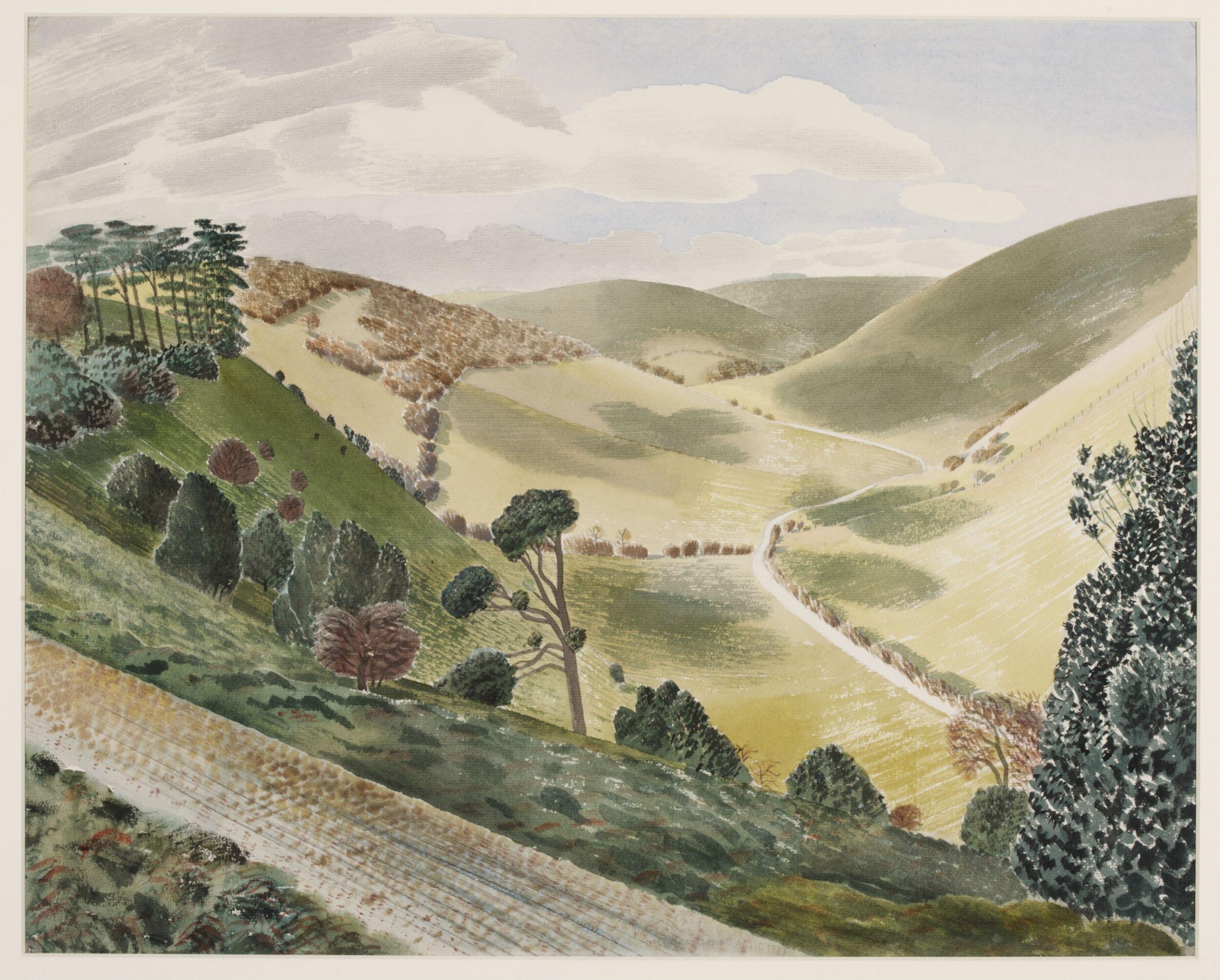 The Causeway, Wiltshire Downs, Eric Ravilious, 04/1937