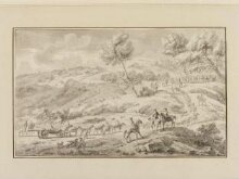 Landscape with troops and artillery ascending a hill thumbnail 1