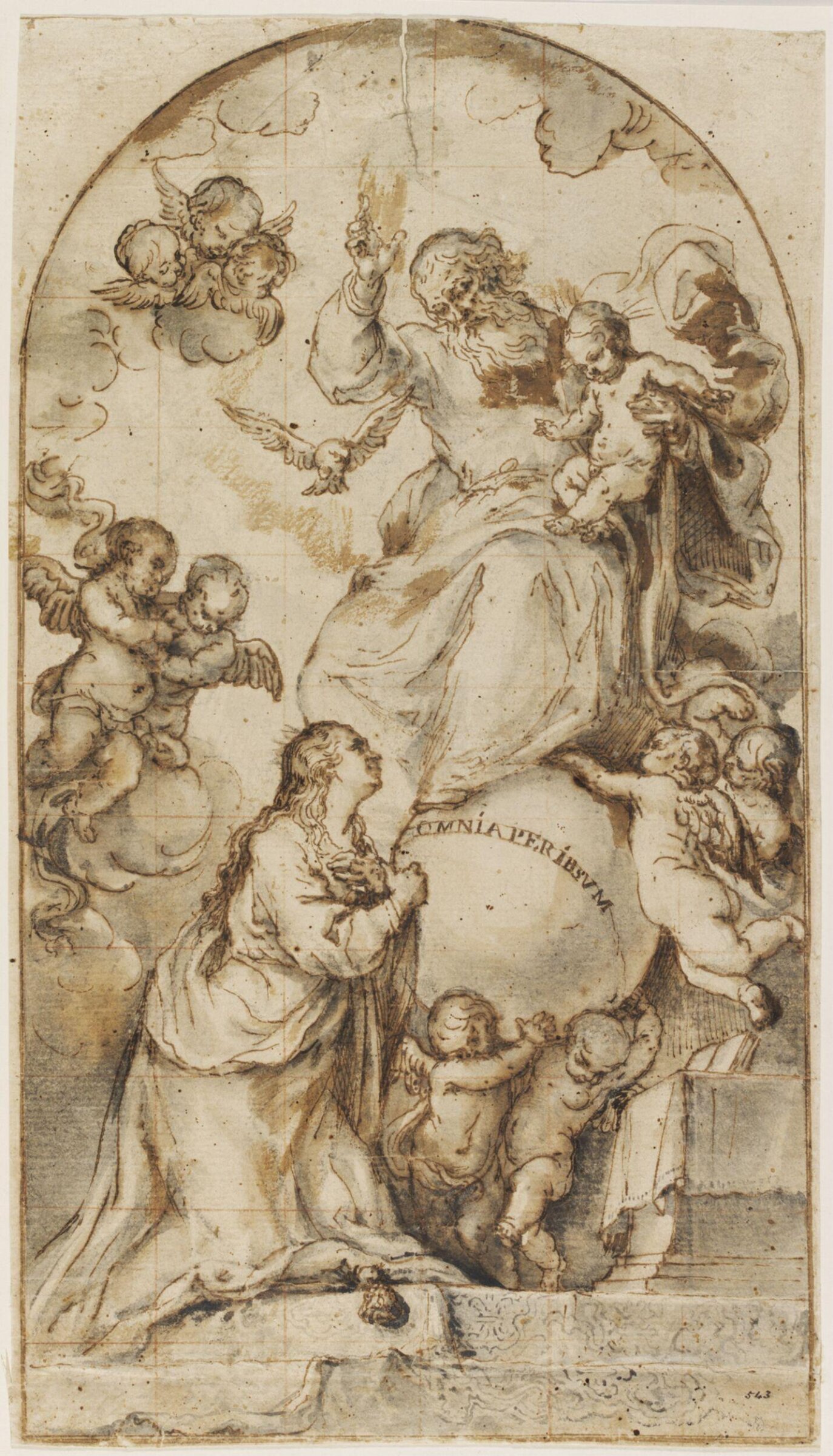 The Trinity with a Worshipping Female Figure, Abraham Jansz. van Diepenbeck, 17th century
