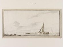 River Landscape With Sailing Boats and A Man Gathering Peat thumbnail 1