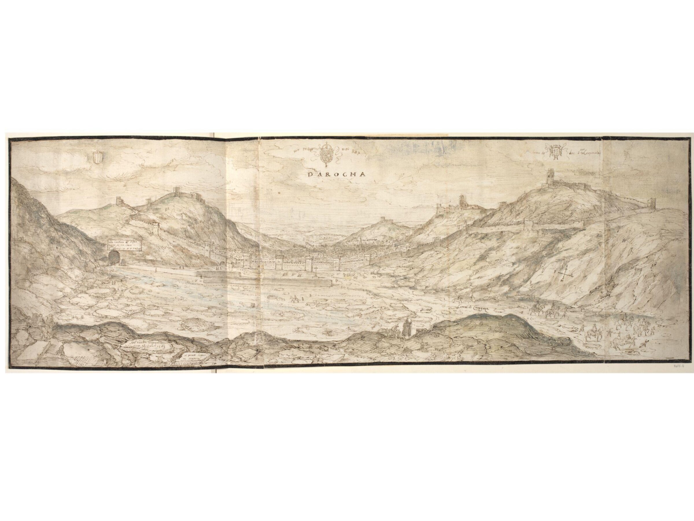 Panoramic View of Daroca, Anton van den Wyngaerde, 1563