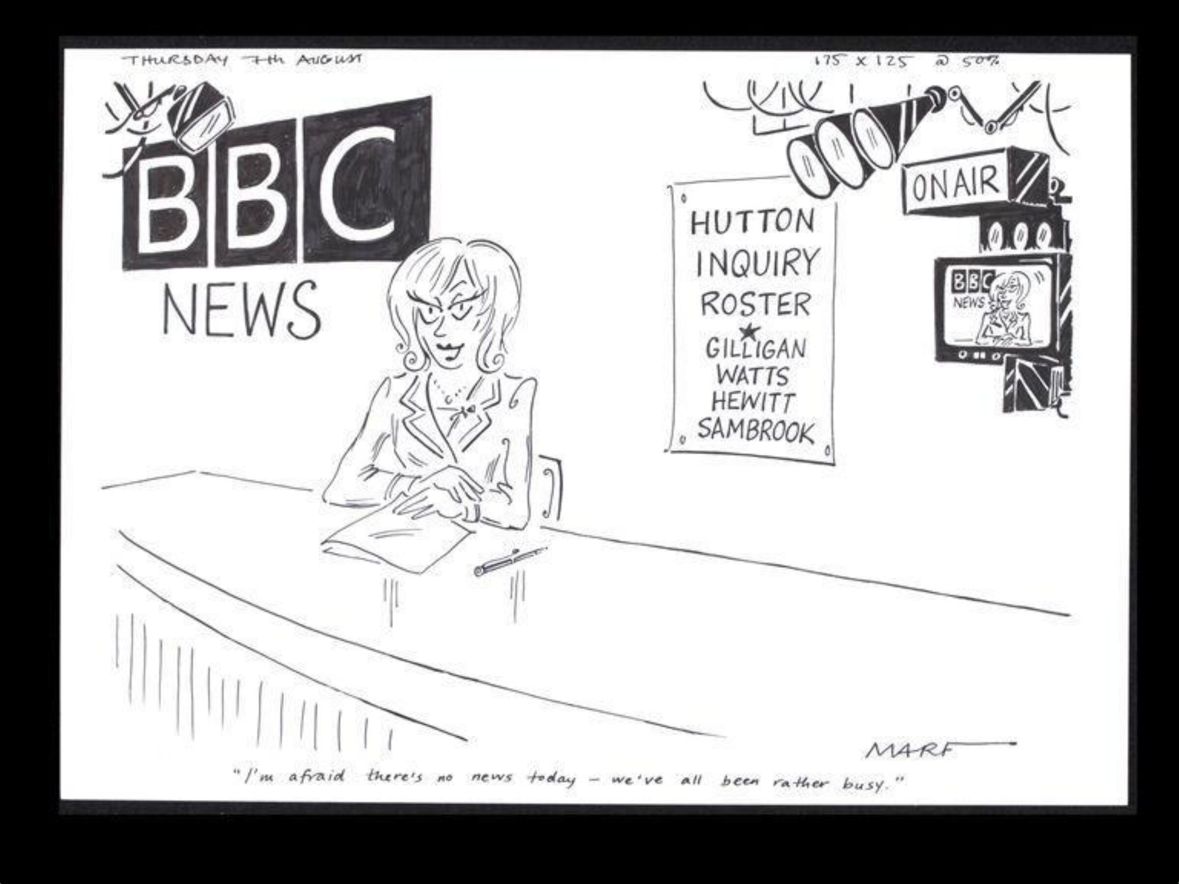 "I'm afraid there's no news today - we've all been rather busy.", Martha Richler, 2003