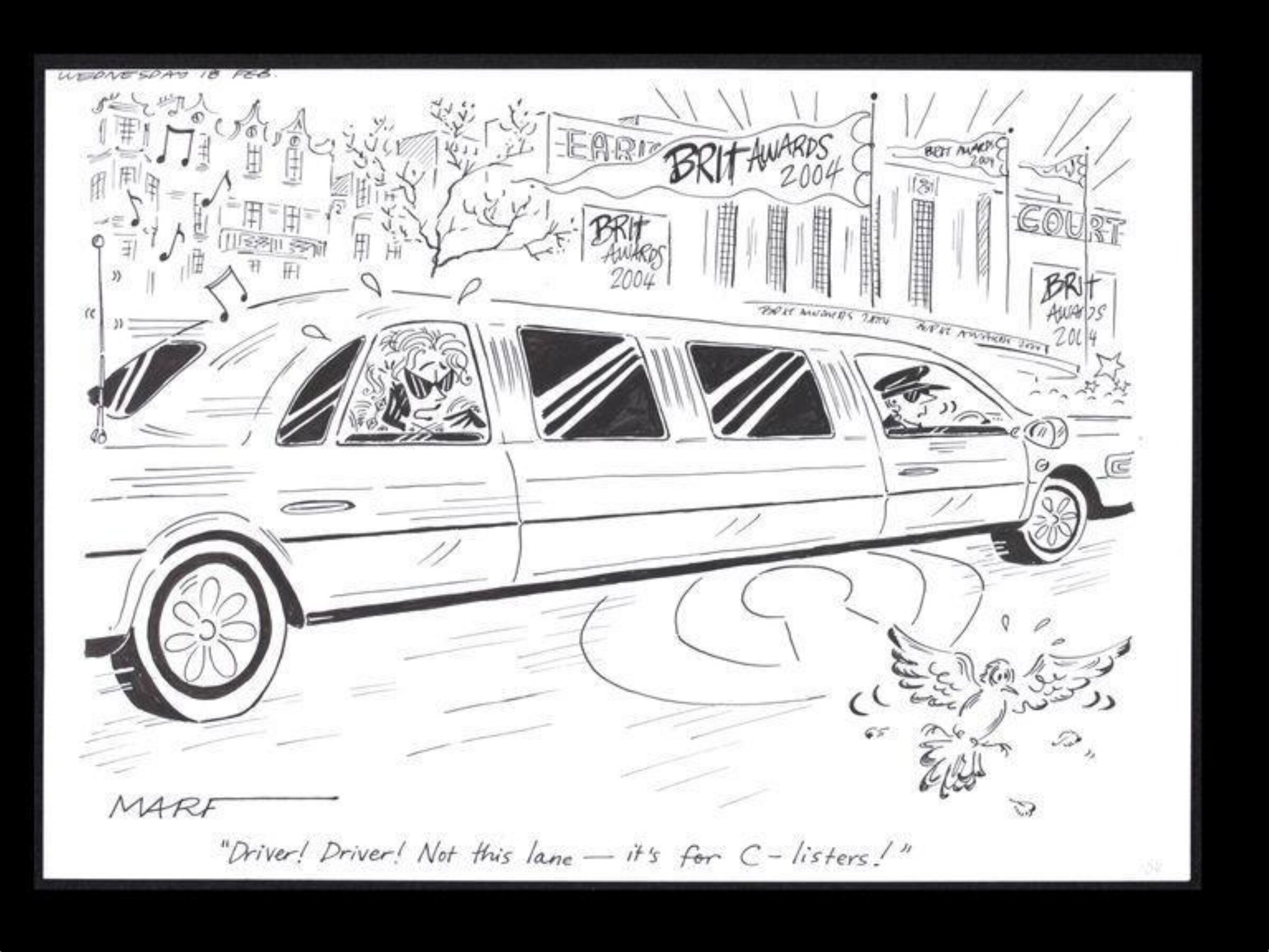 "Driver! Driver! Not this lane - it's for C-listers!", Martha Richler, 2004