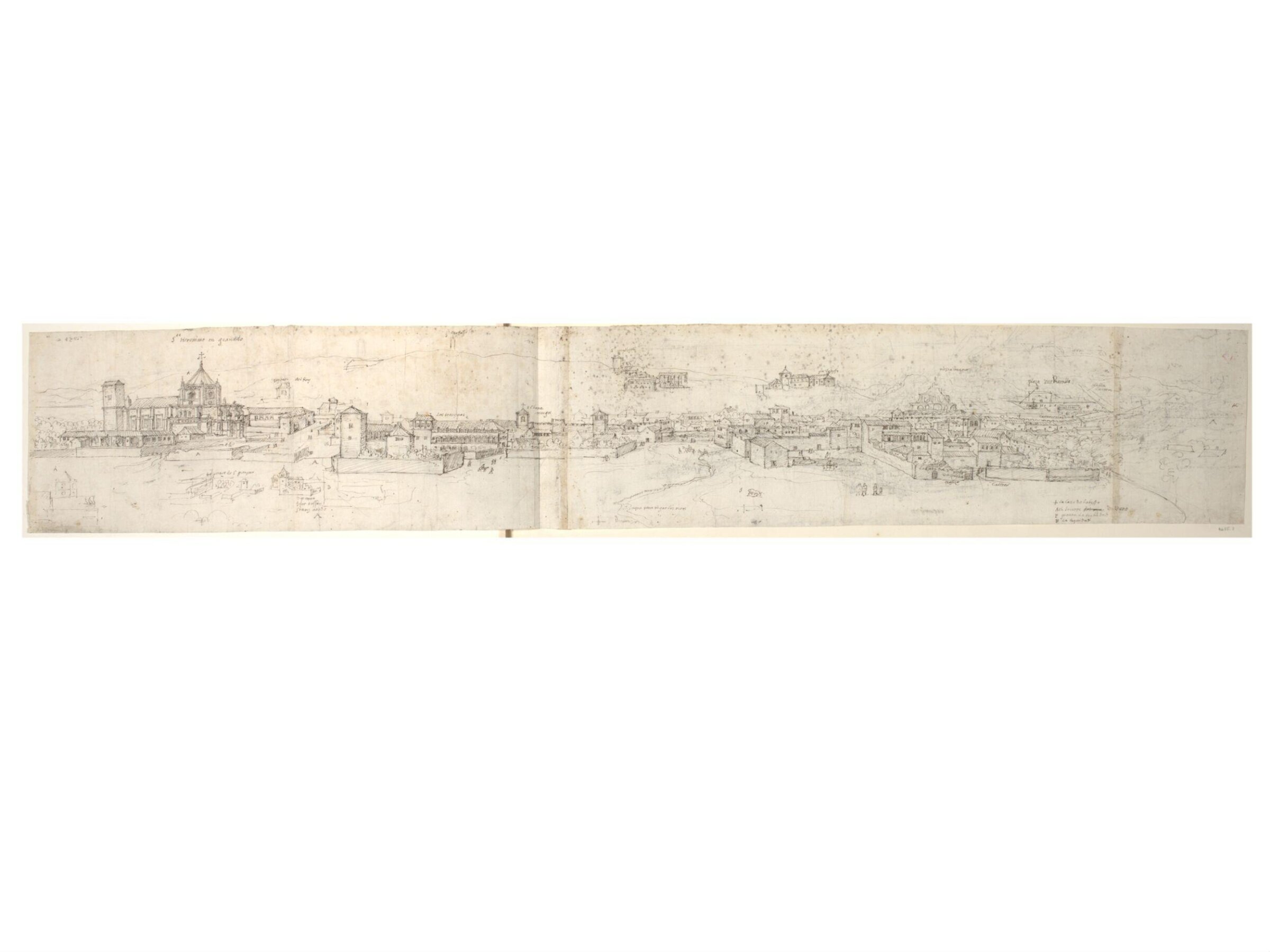 Recto: Panoramic view of Granada, Anton van den Wyngaerde, 1567