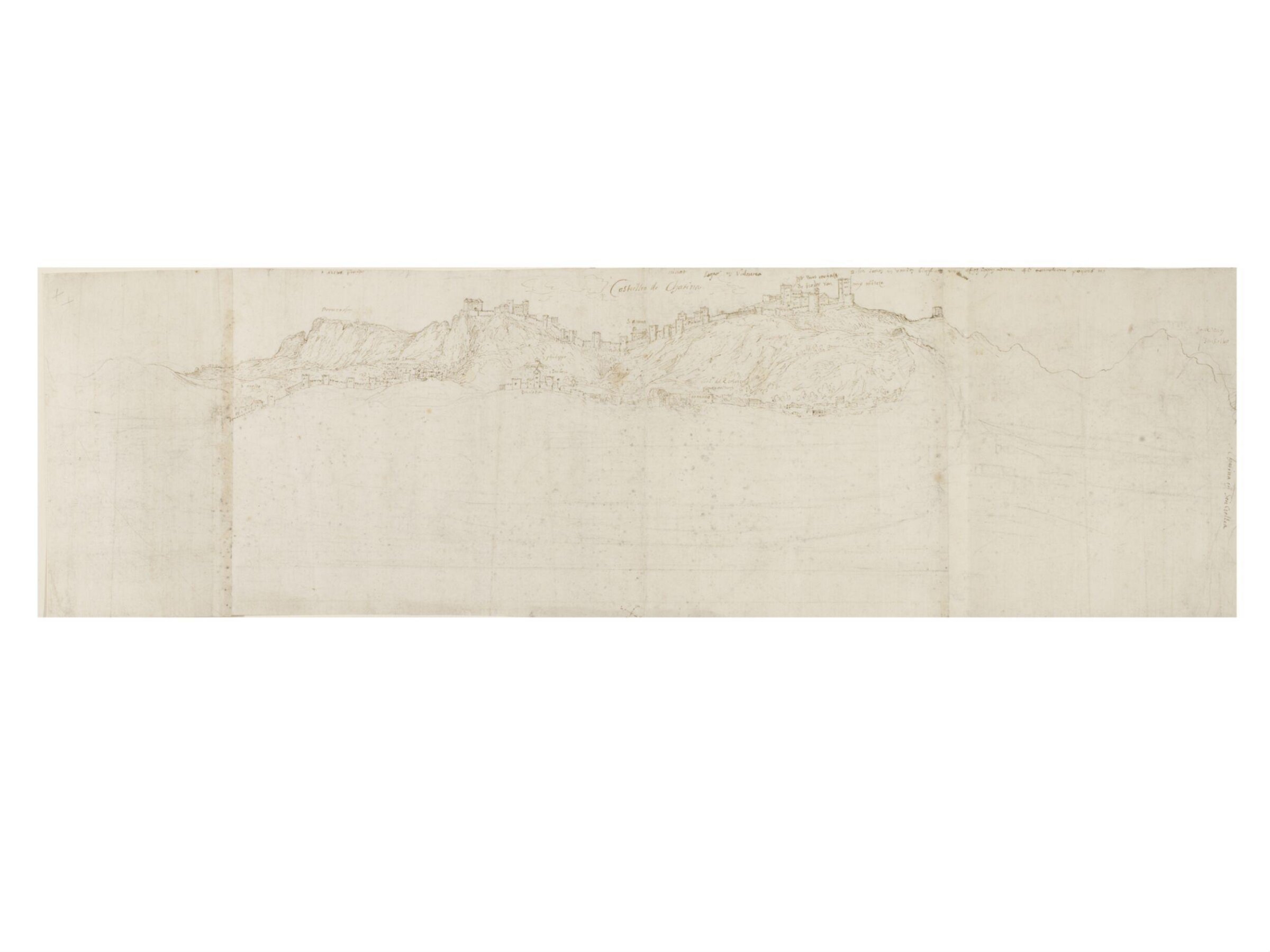 Recto: Panoramic View of Játiva, Anton van den Wyngaerde, 1563