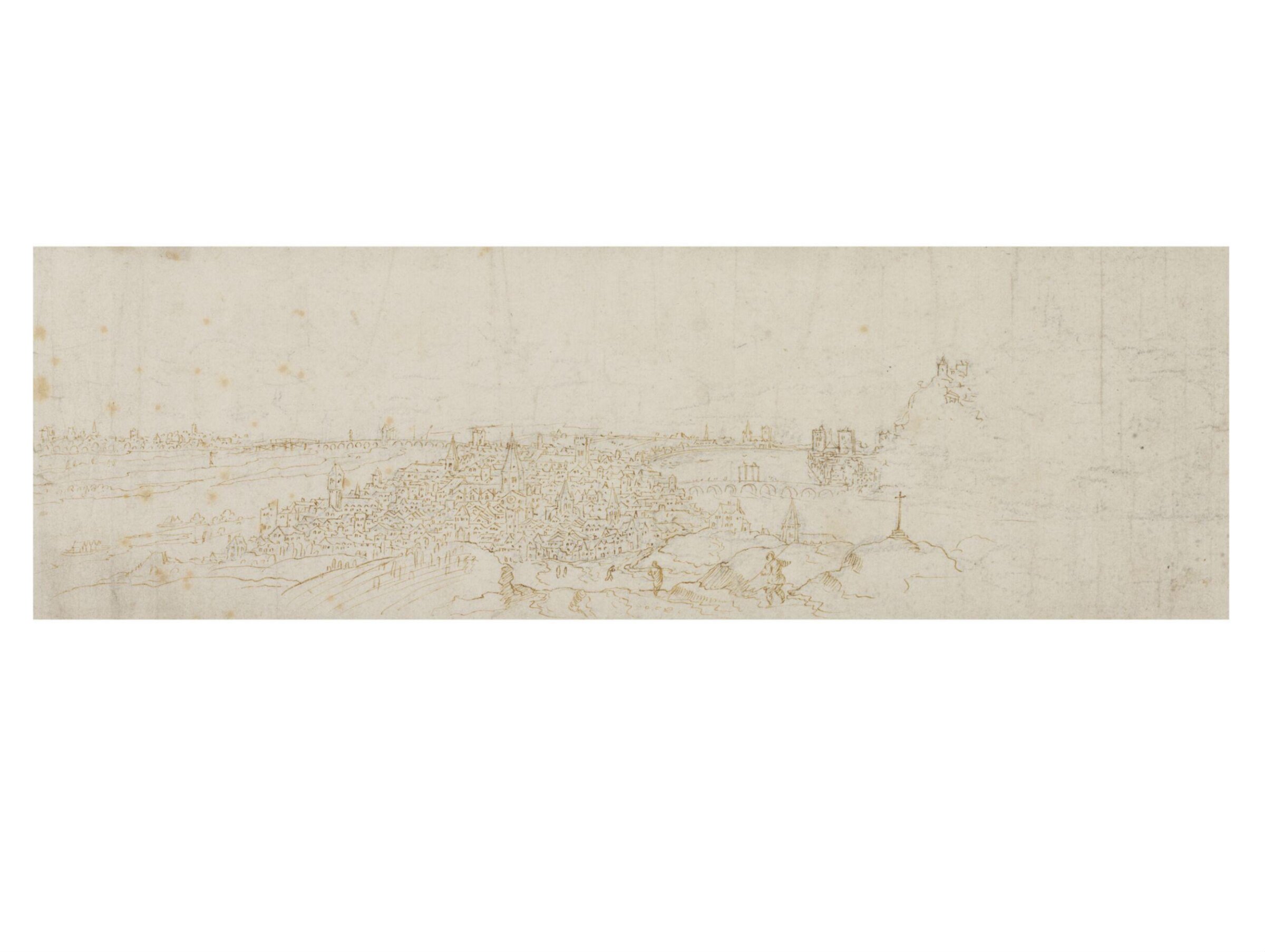 View of Lyons, Looking South from the Hill of St Sebastian Towards the River Saône, Anton van den Wyngaerde, c. 1552-3