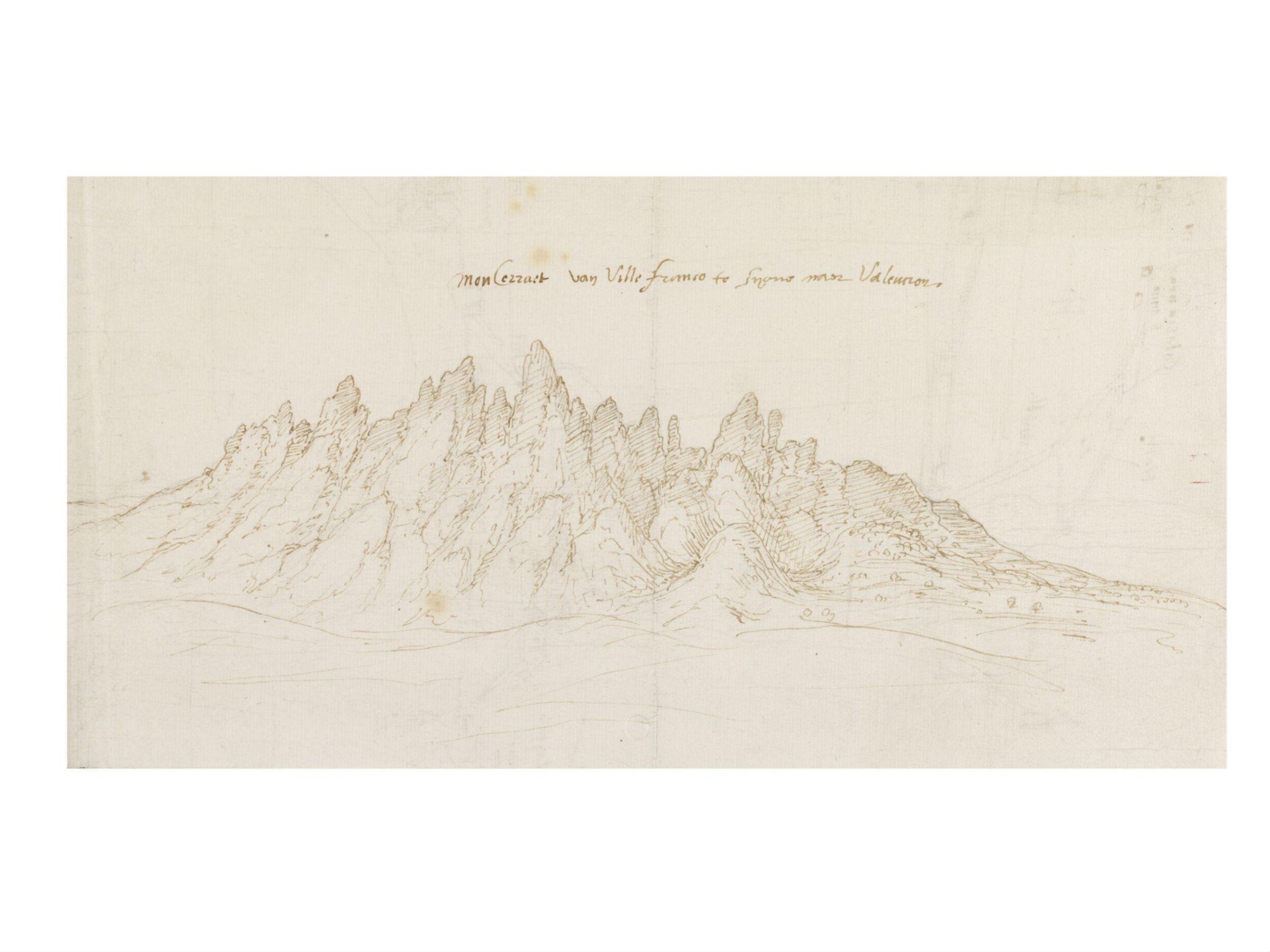 Recto: View of Montserrat, Anton van den Wyngaerde, 1563