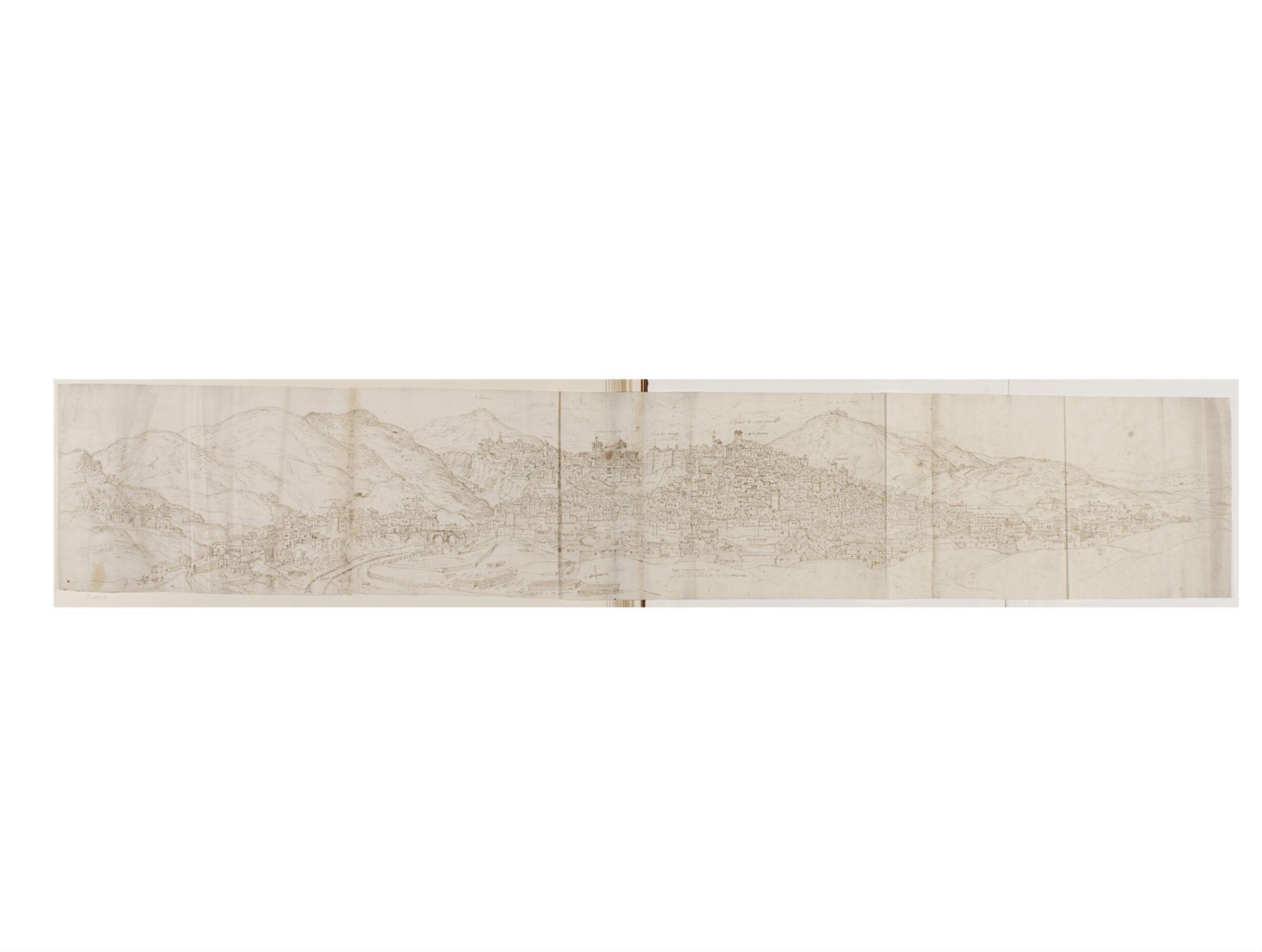 Recto: Panoramic View of Cuenca, Anton van den Wyngaerde, 1565