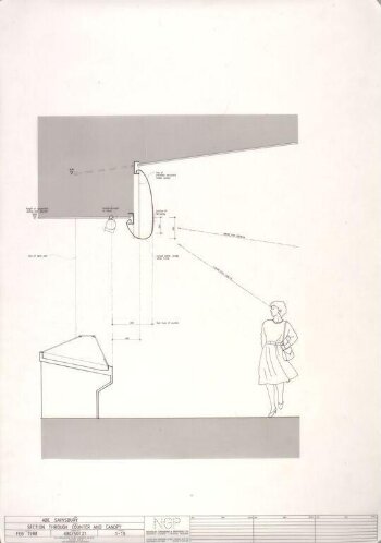 Section through counter and canopy, ABC Sainsbury, Camden Town, London