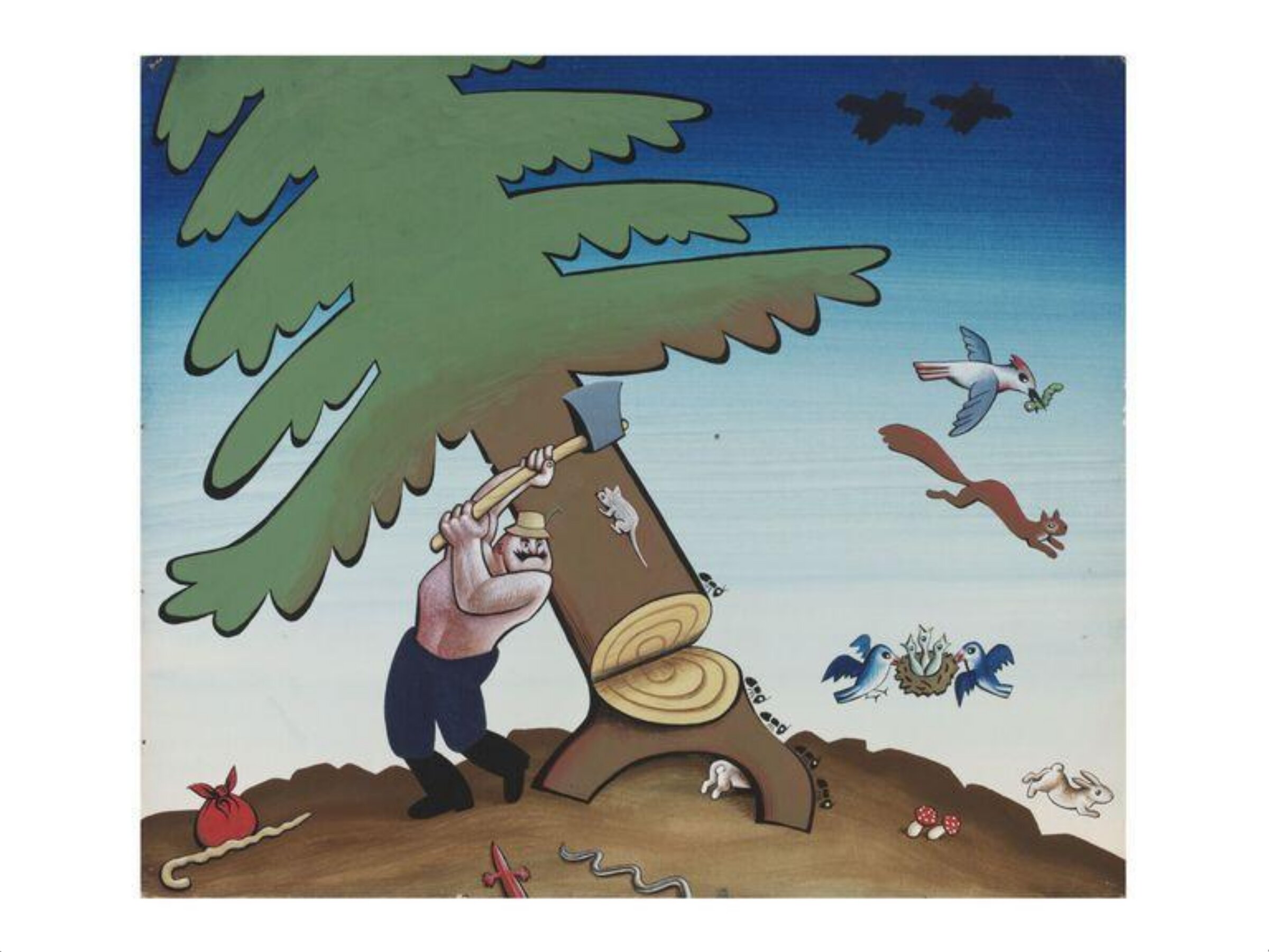 The Woodcutter Chopping Down The Tree, Rolf Brandt, ca. 1945