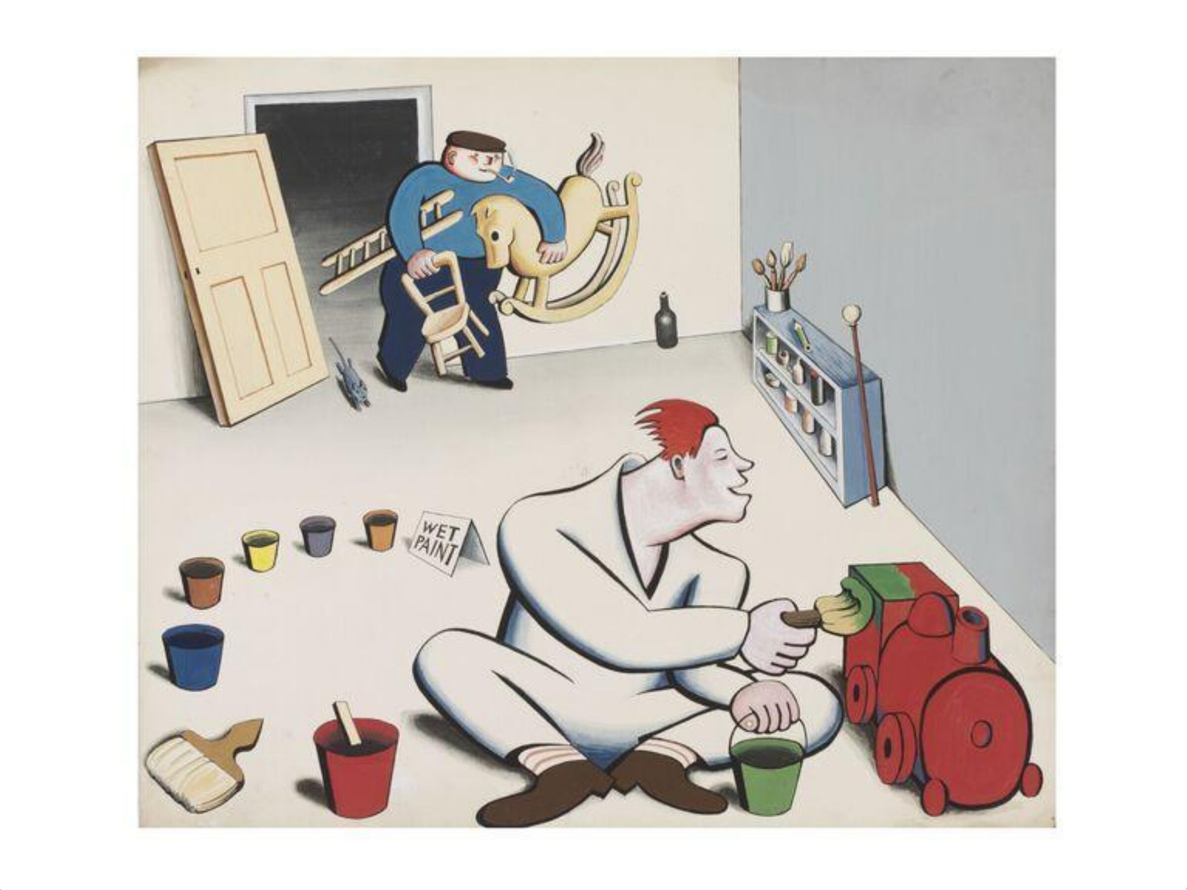 Painter Painting Toys the Carpenter has Made, Rolf Brandt, ca. 1945