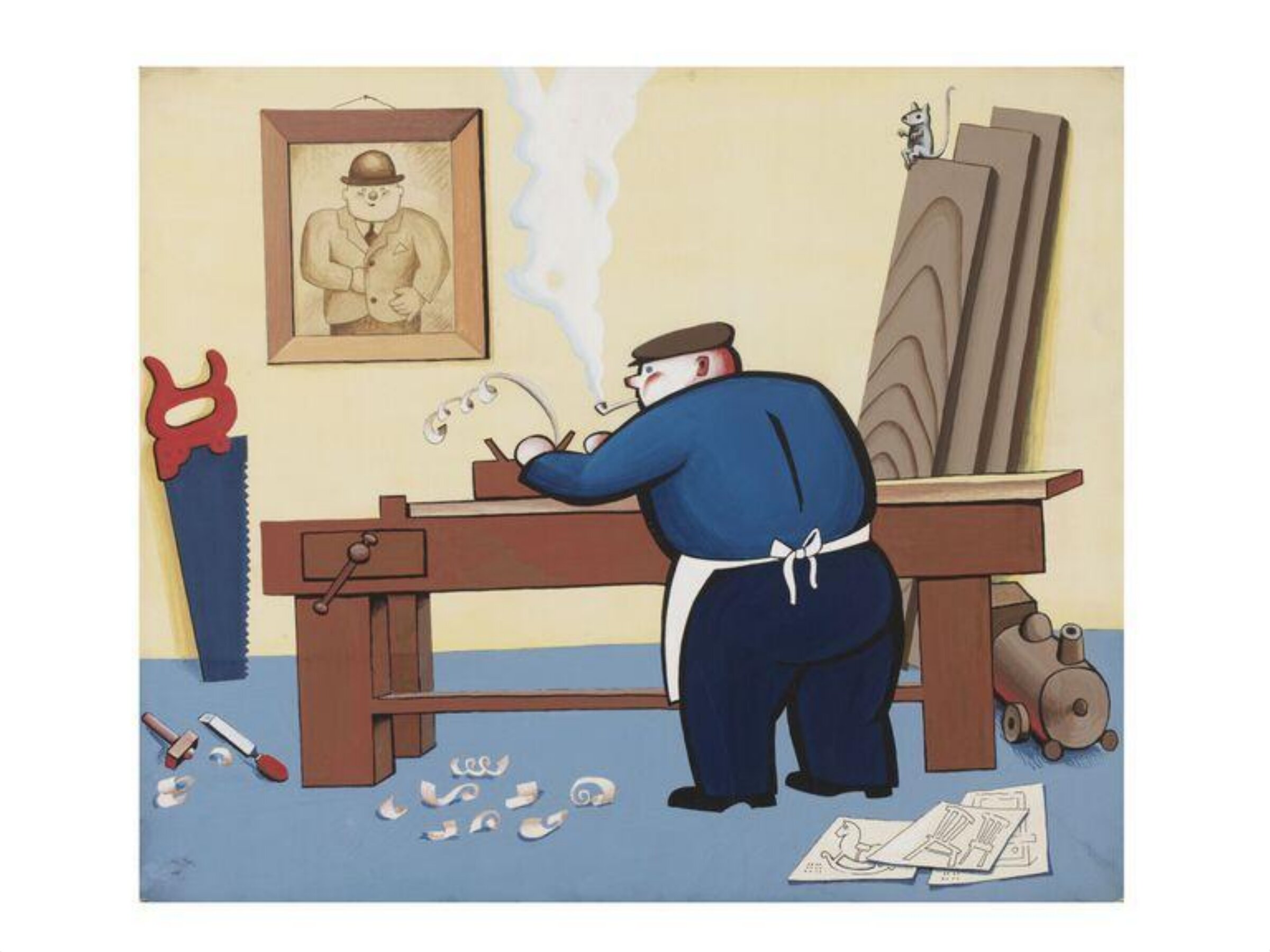 The Carpenter Planing Wood on a Bench, Rolf Brandt, ca. 1945