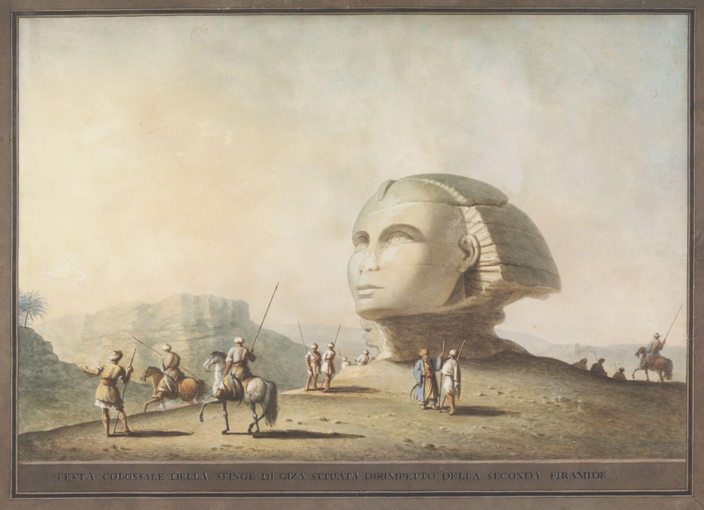 Colossal Head of the Sphinx of Giza, Luigi Mayer, ca. 1800