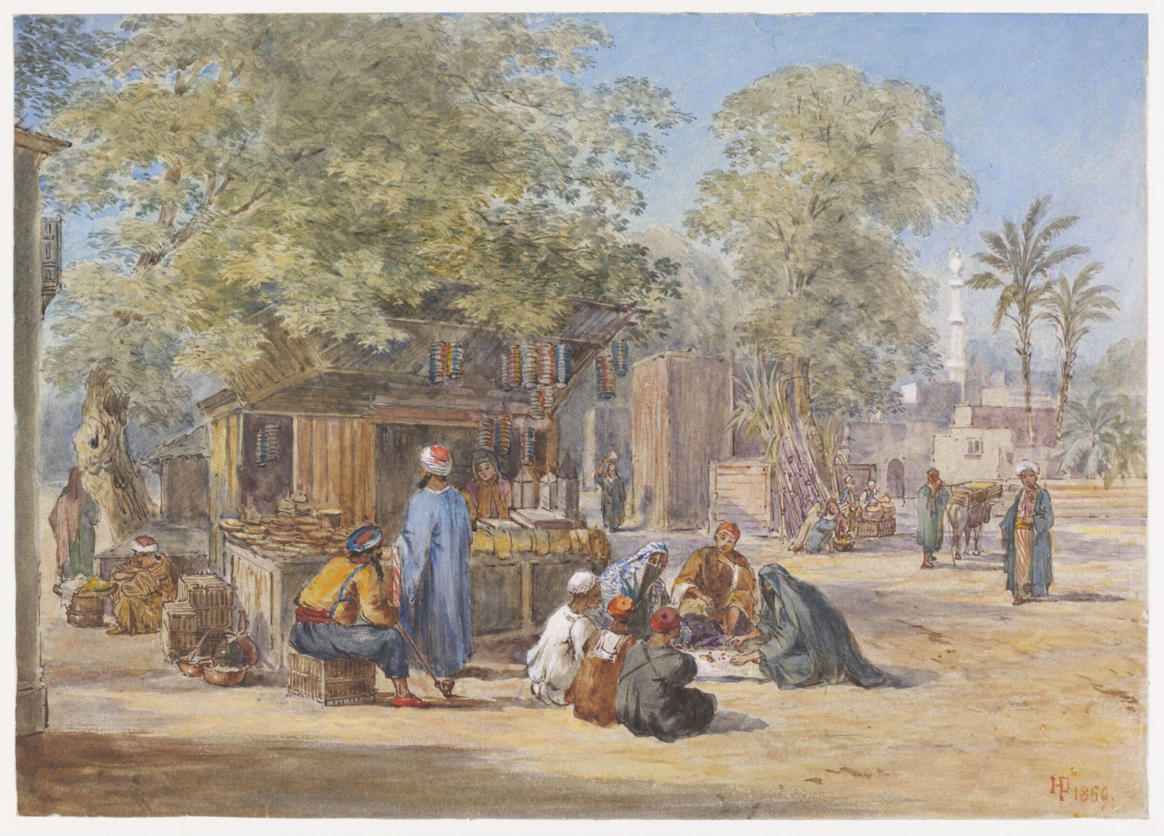 Egyptian Village Scene, Henry Pilleau, 1869