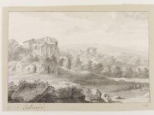 Italianate Landscape With Scattered Ruins and A Man Driving a Pack Mule thumbnail 1