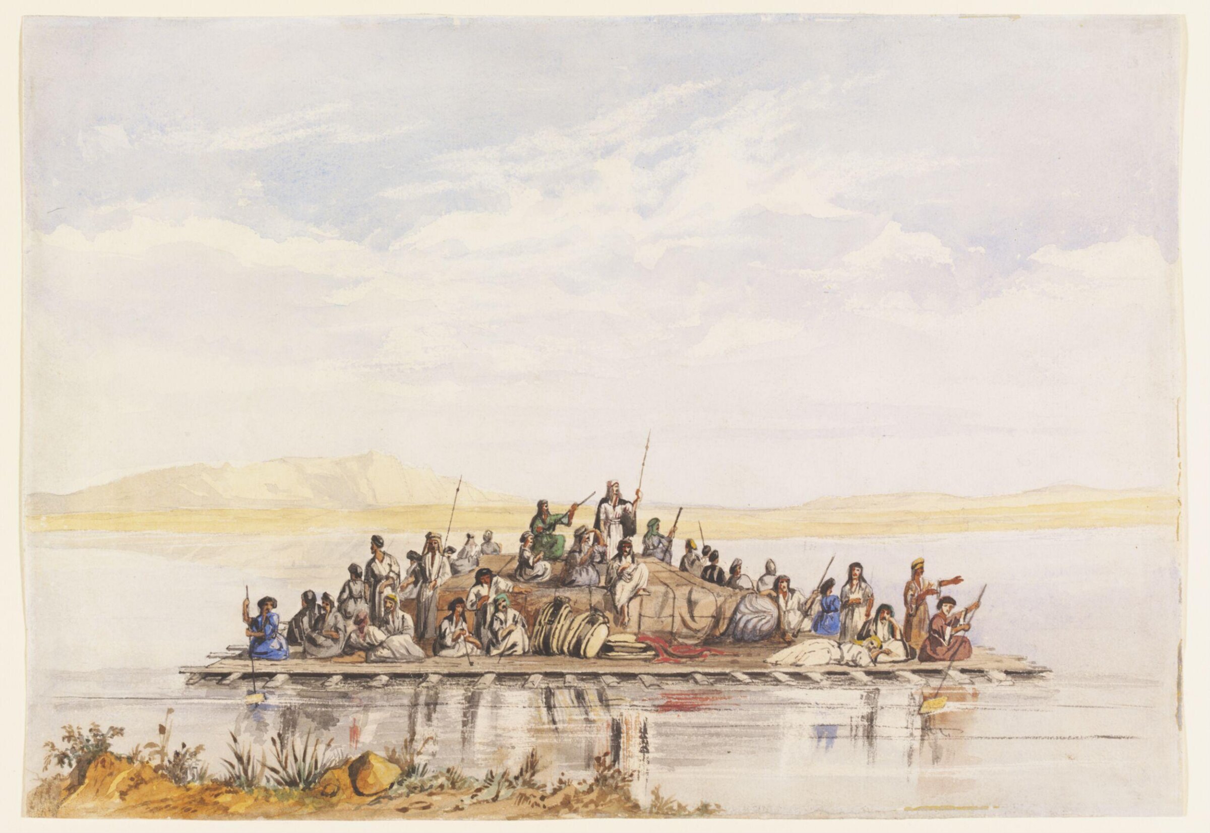Raft Conveying Winged Bull to Baghdad, Frederick Charles Cooper, ca.1849-1850