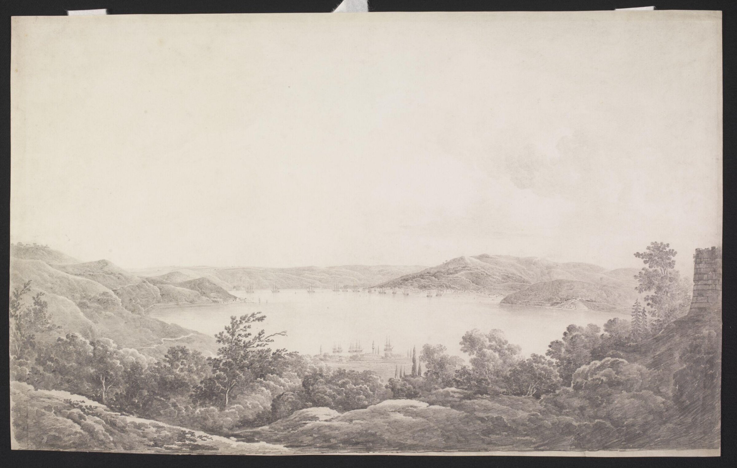 The Bosphorus from the fortress above Anadolu Kavagi on the Asian shore, Giuseppe Schranz, ca. 1835