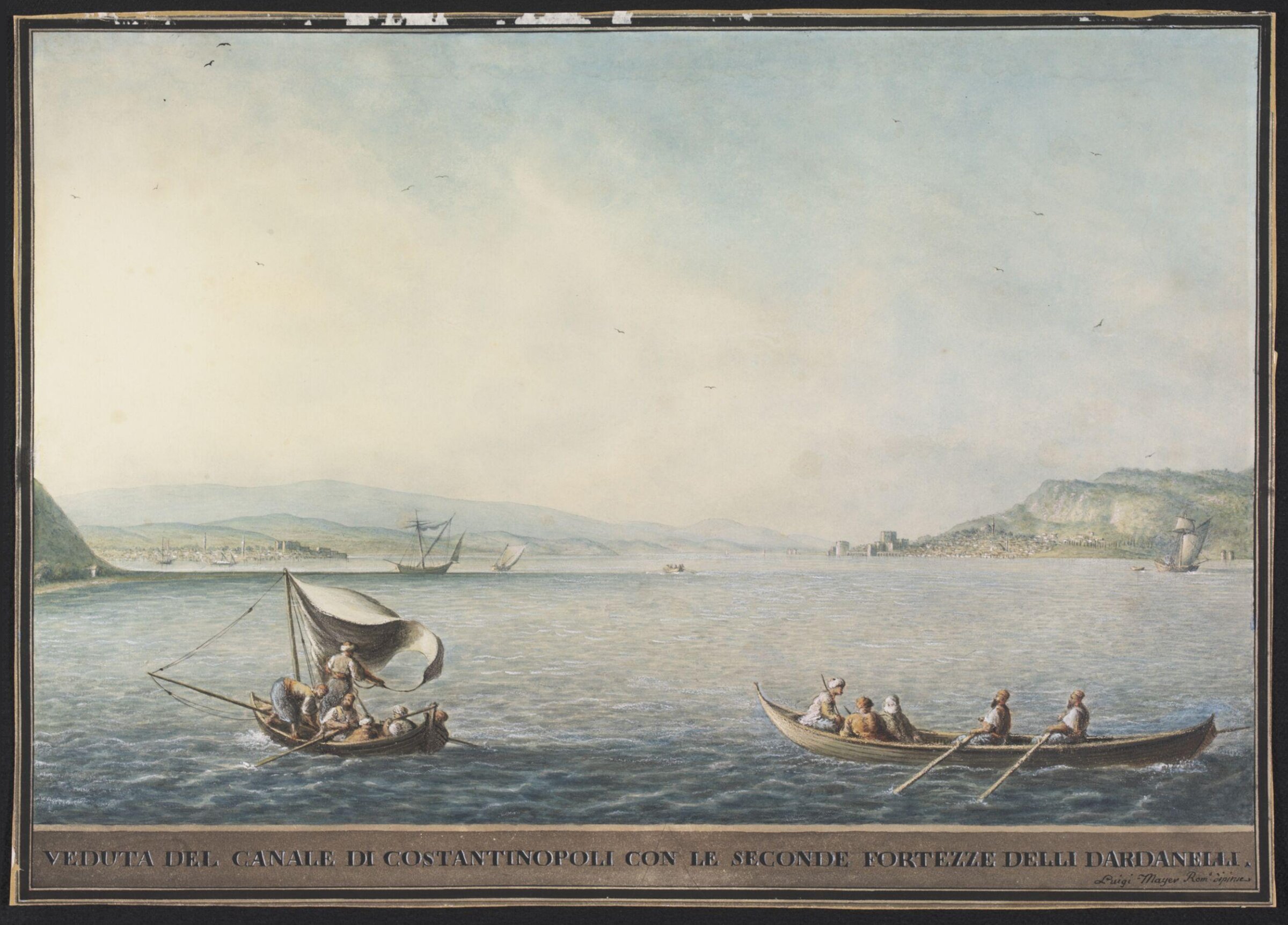View of the Straits with the Second Fortress of the Dardanelles, Luigi Mayer, ca. 1780-1790