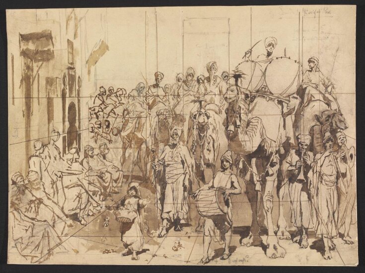 Sketch for the lower half of A Bridal Procession at Damascus top image