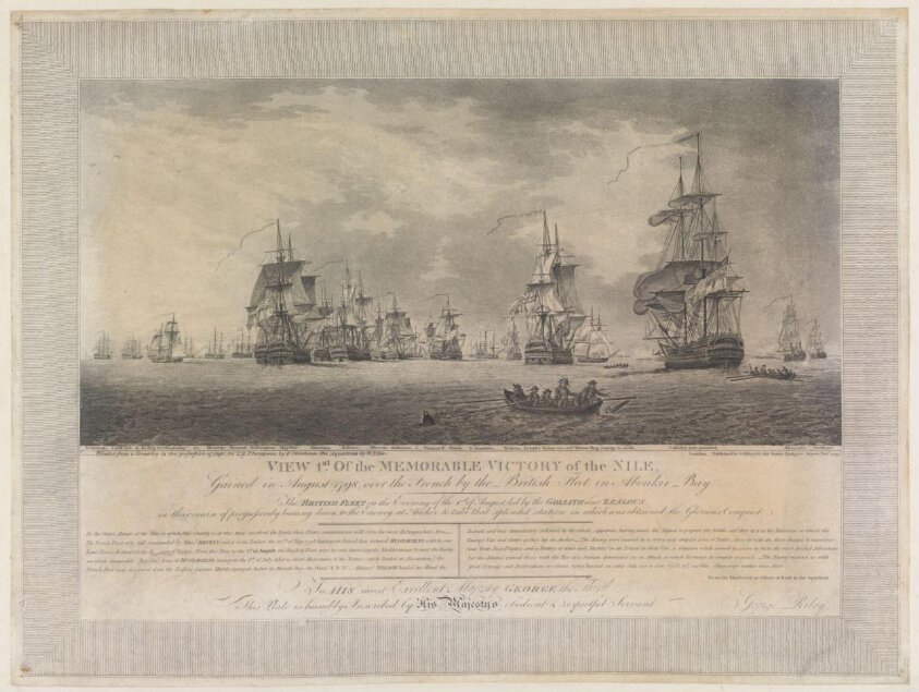 Memorable Victory of the Nile Gained in
August 1798, over the French by the British fleet in Aboukir Bay
(1798) by Francis Chesham